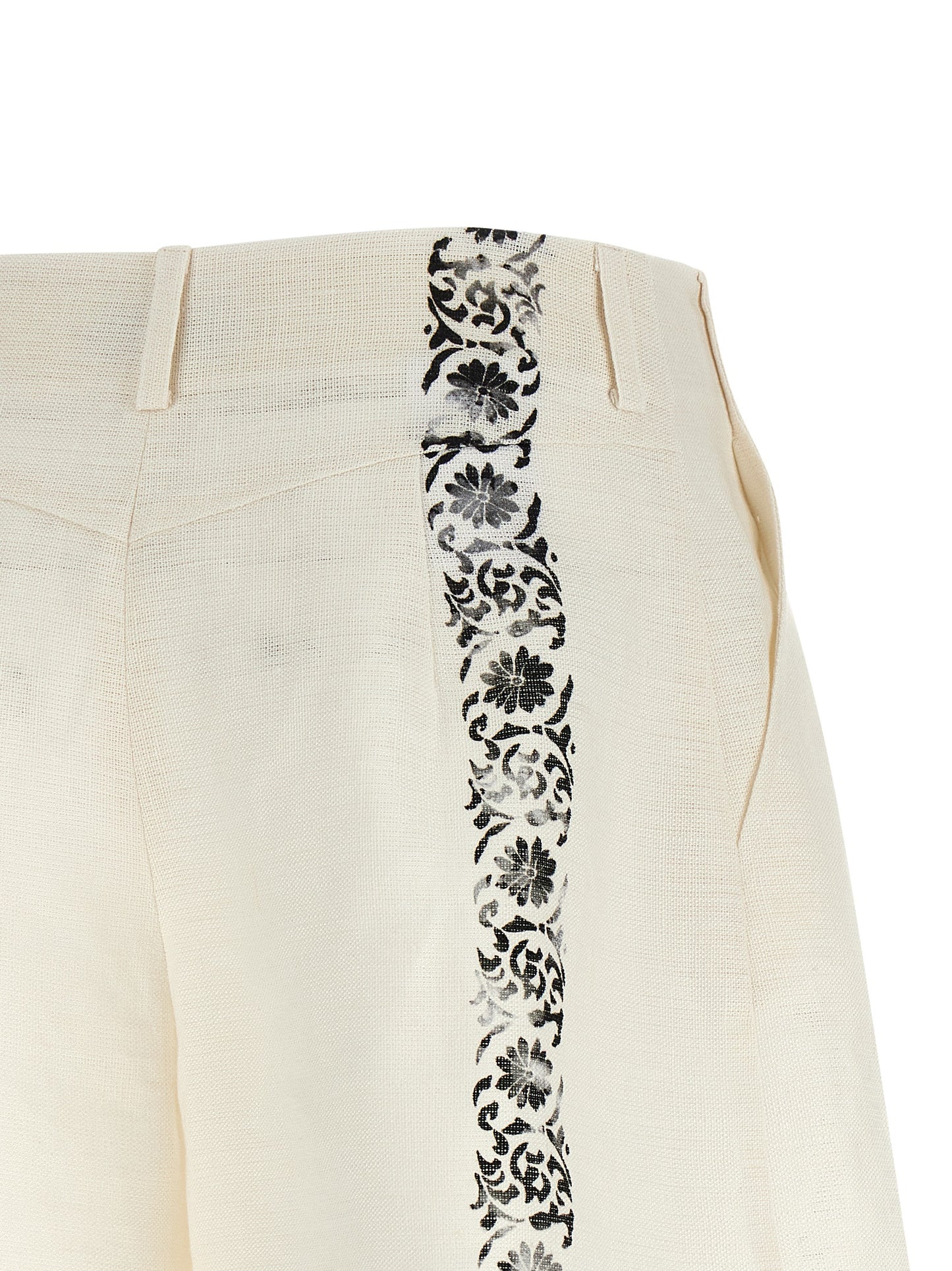 Alberta Ferretti Bicolor Linen Bermuda Shorts