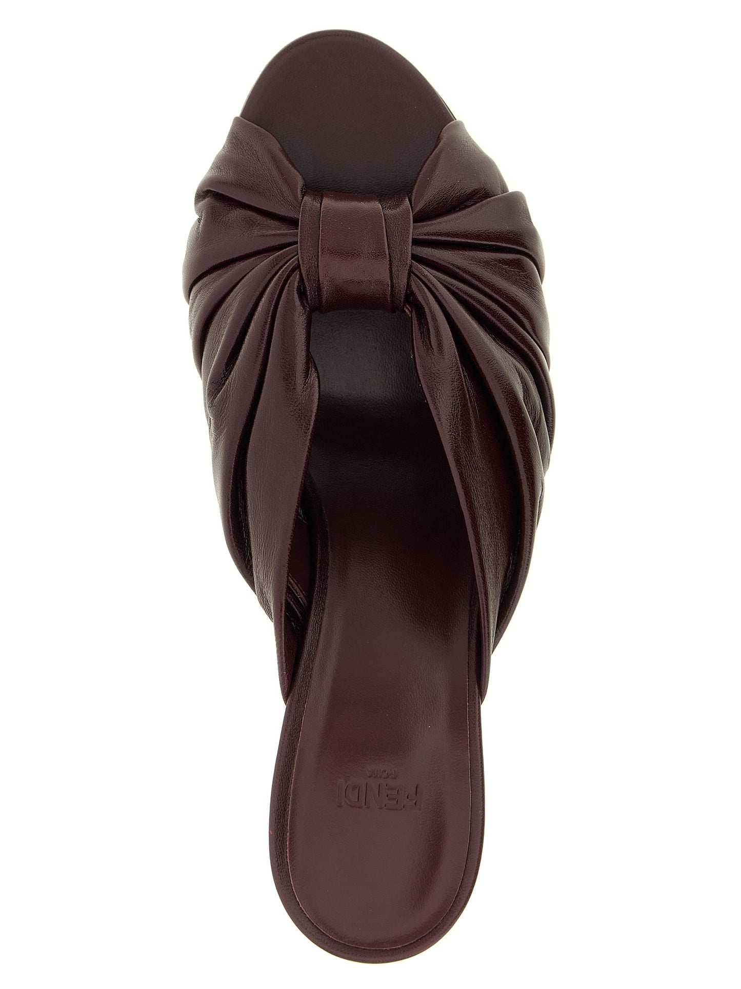 Fendi Bordeaux Lamb Leather Platform Sandals