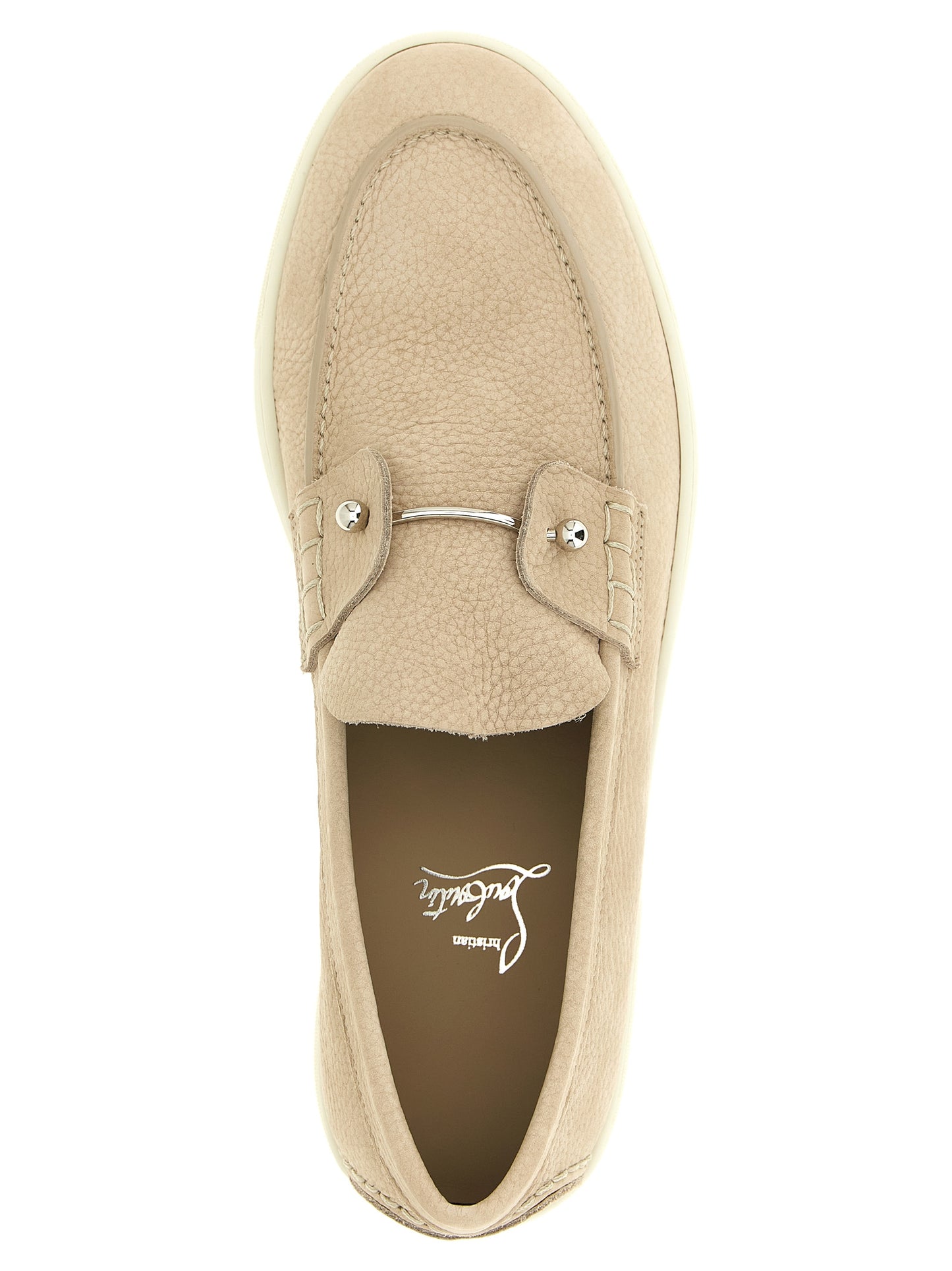 Christian Louboutin Beige Calfskin Slip-On Loafers