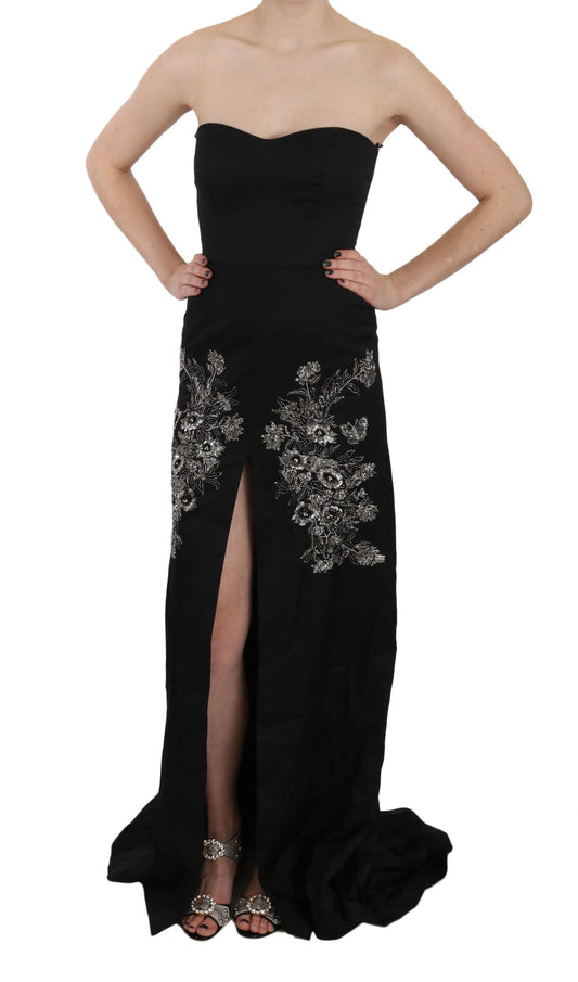 Robe de bal trapèze noire à paillettes de John Richmond