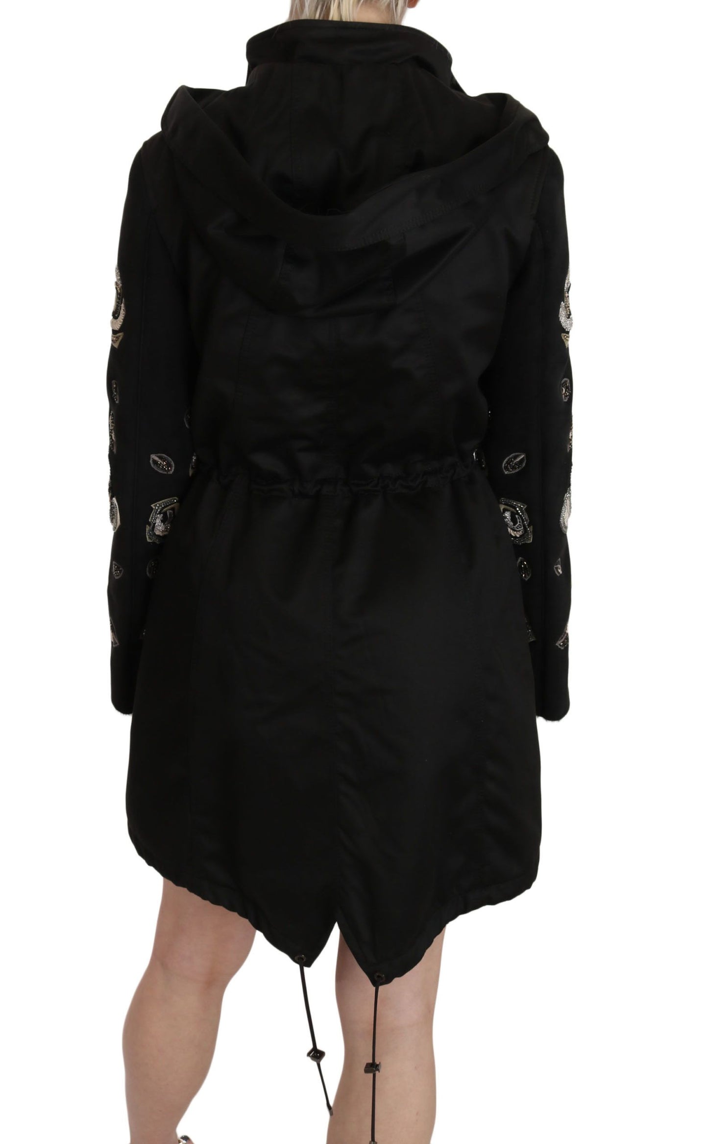 Manteau-veste à capuche John Richmond brodé de fleurs et de paillettes