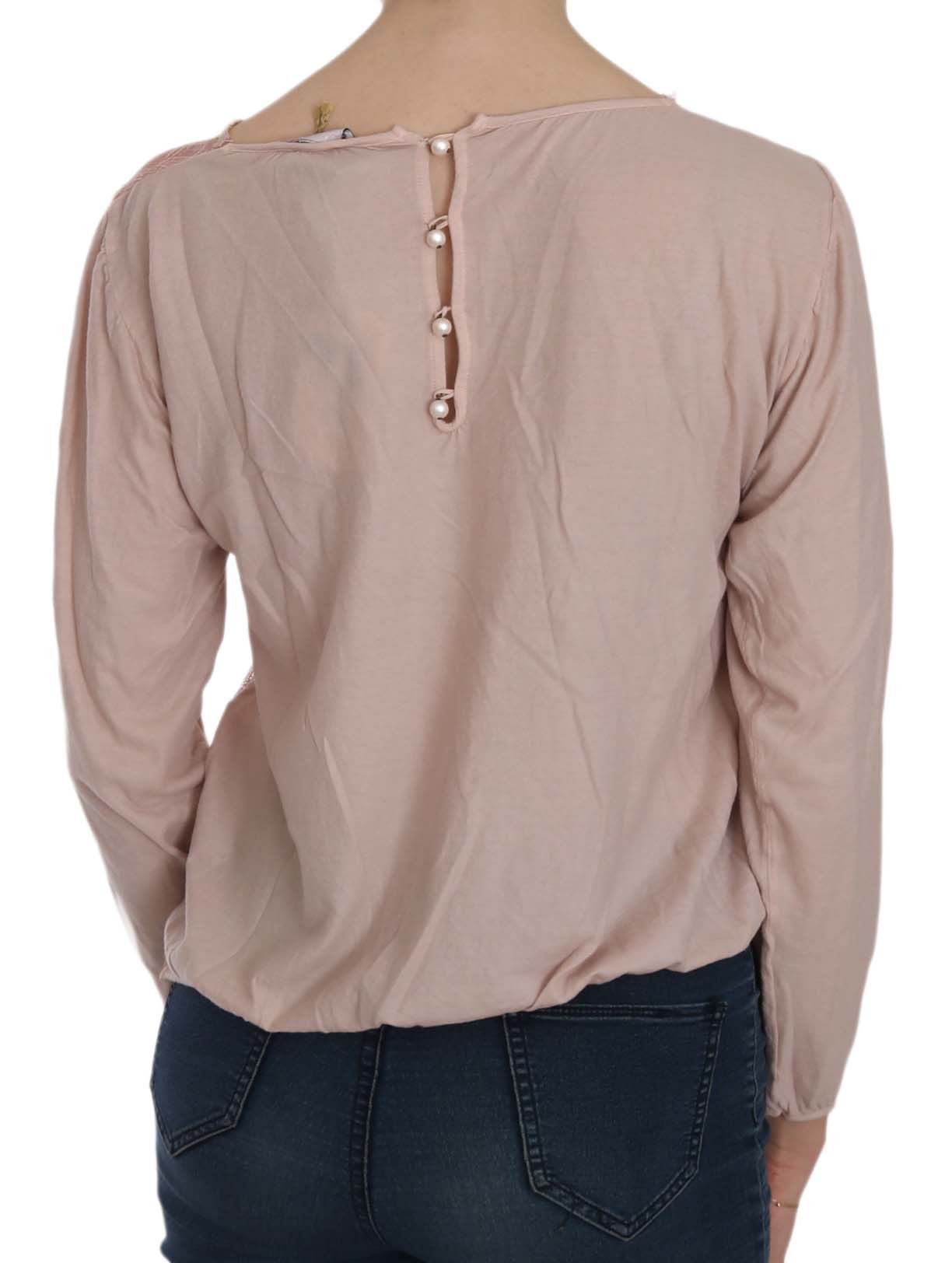 PINK MEMORIES Blouse à manches longues en dentelle rose, transparente