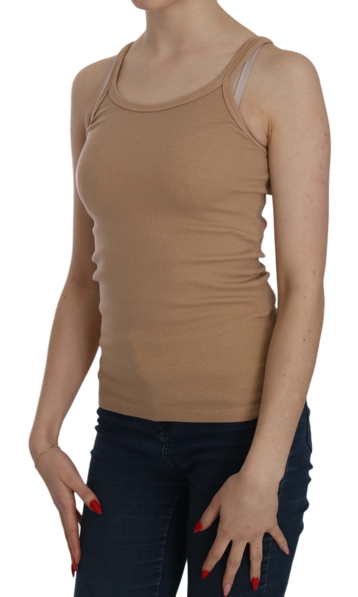 PINK MEMORIES Haut de chemise beige sans manches avec bretelles spaghetti