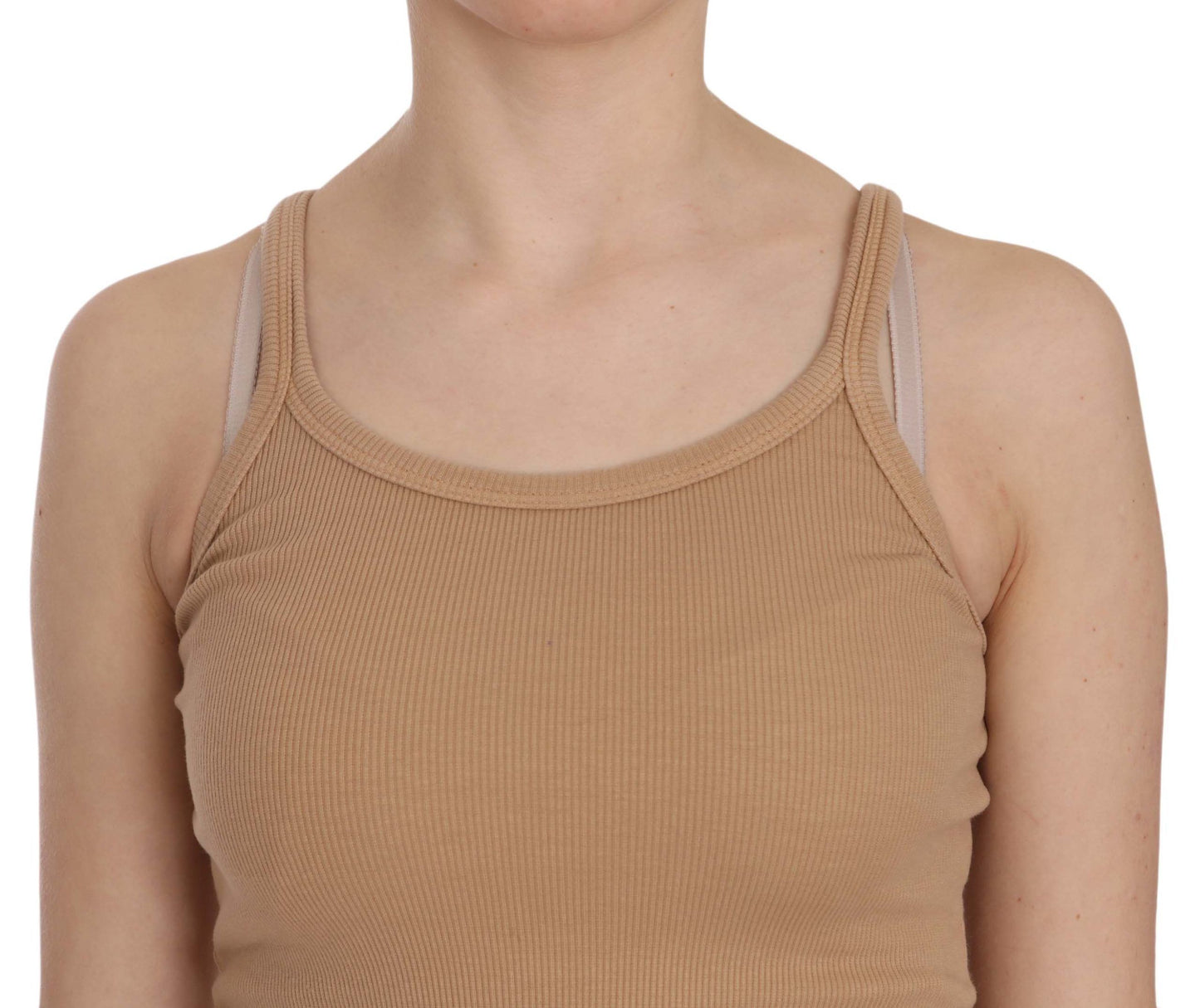 PINK MEMORIES Haut de chemise beige sans manches avec bretelles spaghetti