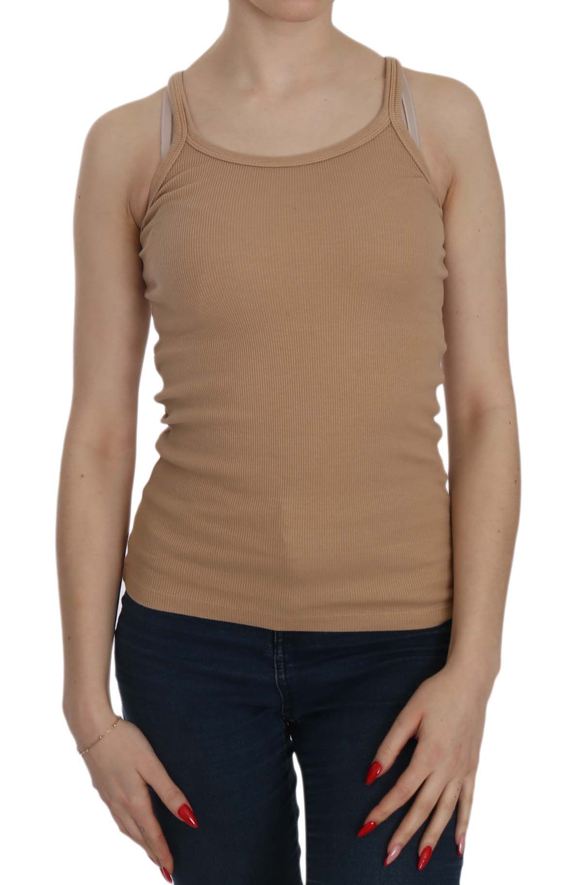 PINK MEMORIES Haut de chemise beige sans manches avec bretelles spaghetti