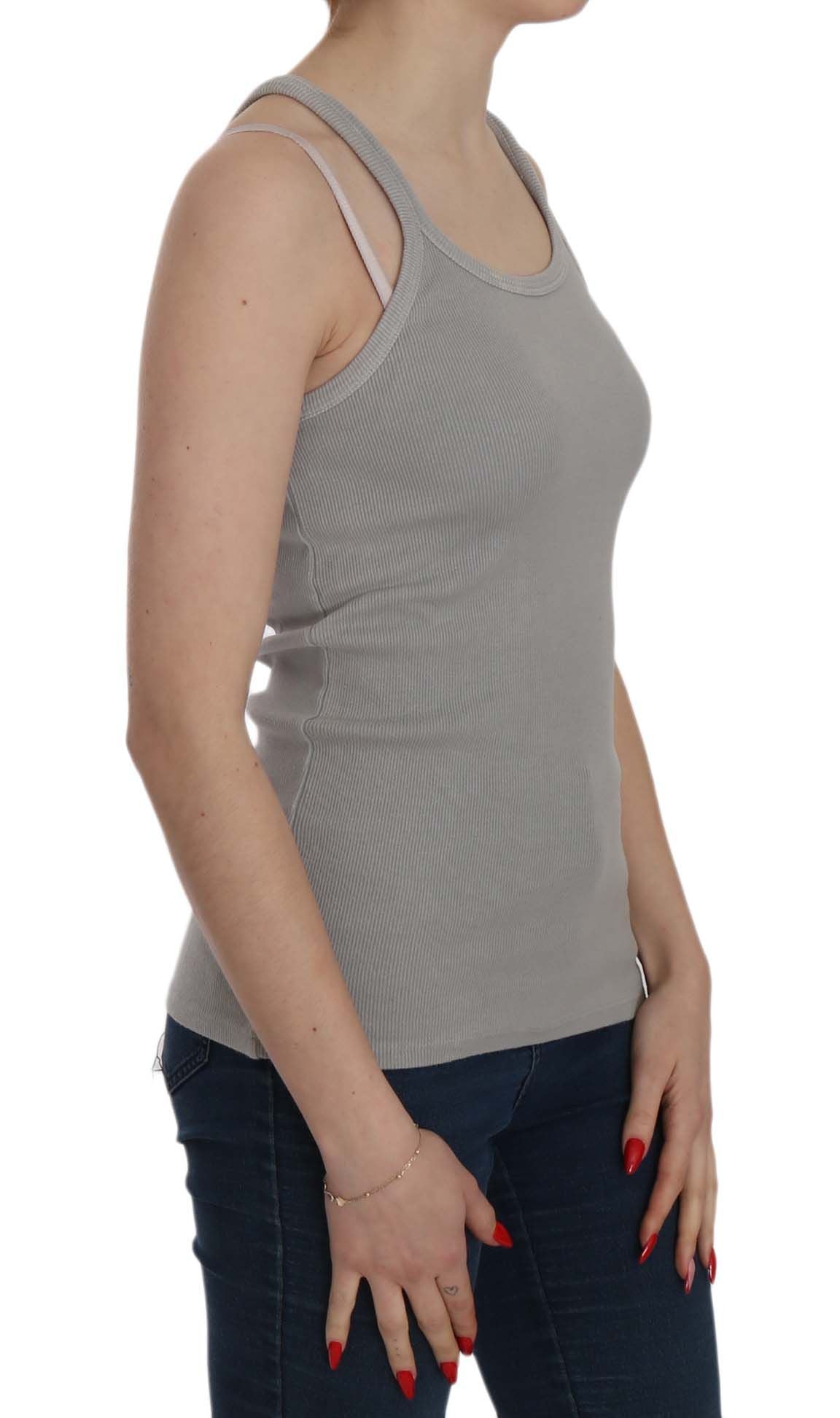 PINK MEMORIES Chemise grise sans manches avec bretelles spaghetti