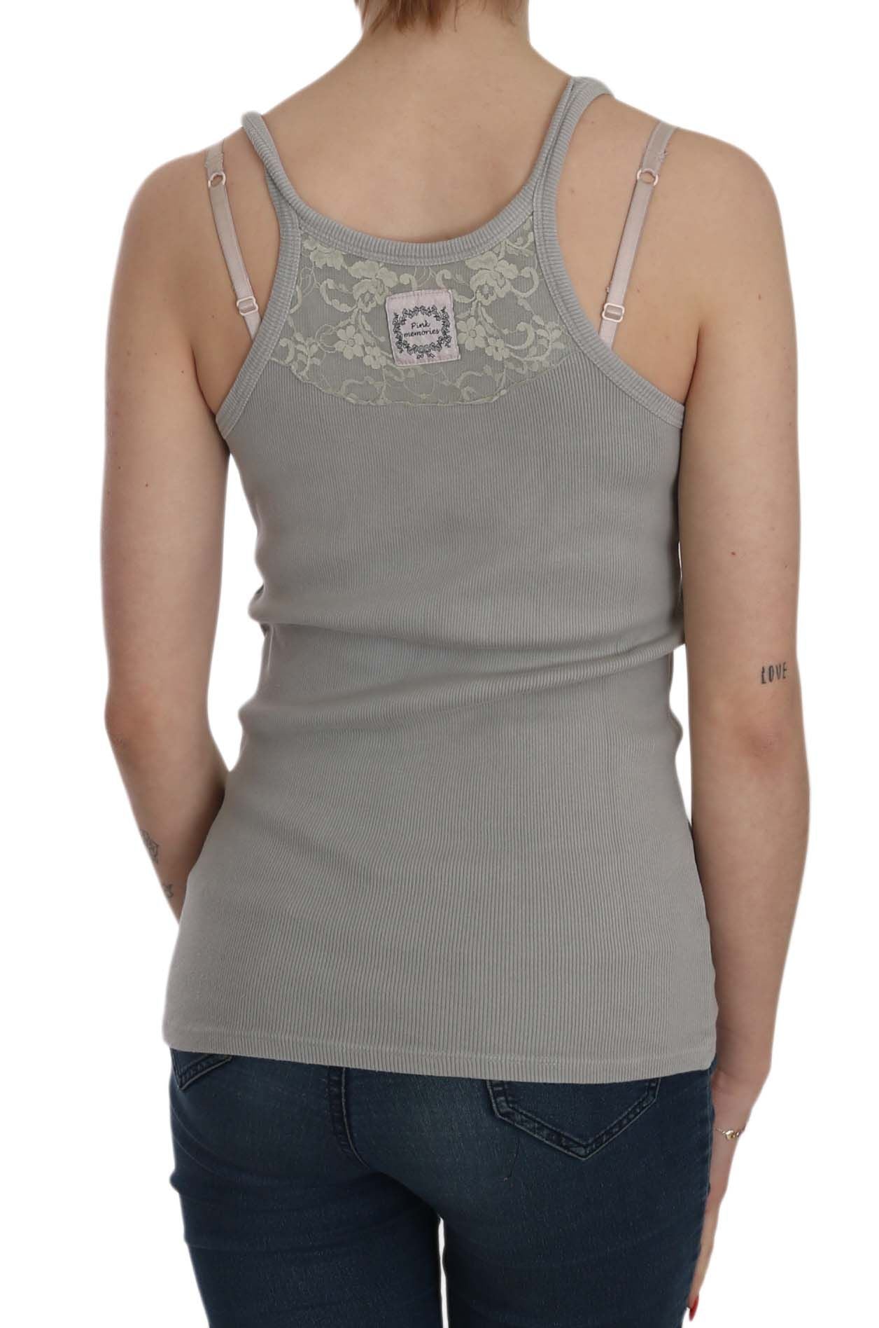 PINK MEMORIES Chemise grise sans manches avec bretelles spaghetti