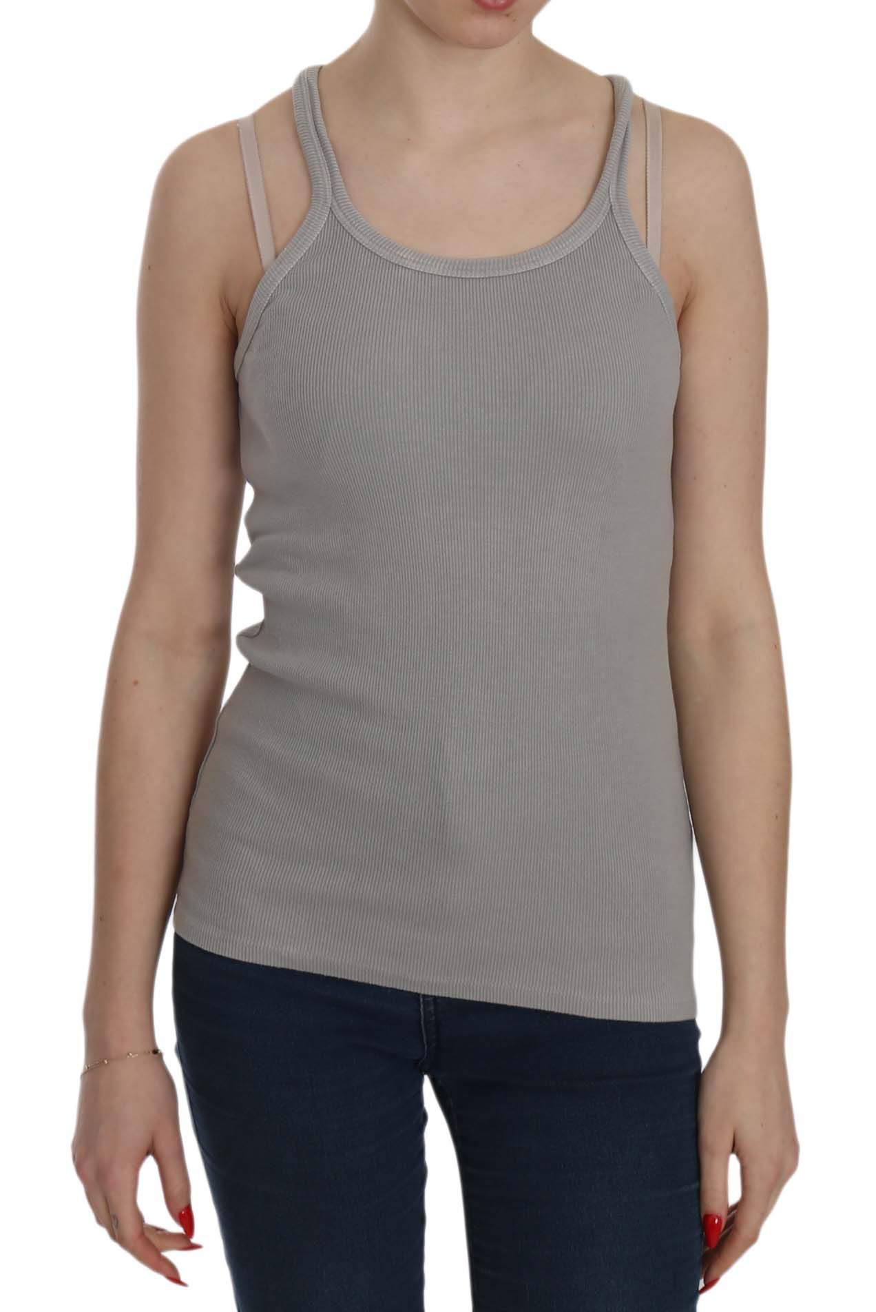PINK MEMORIES Chemise grise sans manches avec bretelles spaghetti