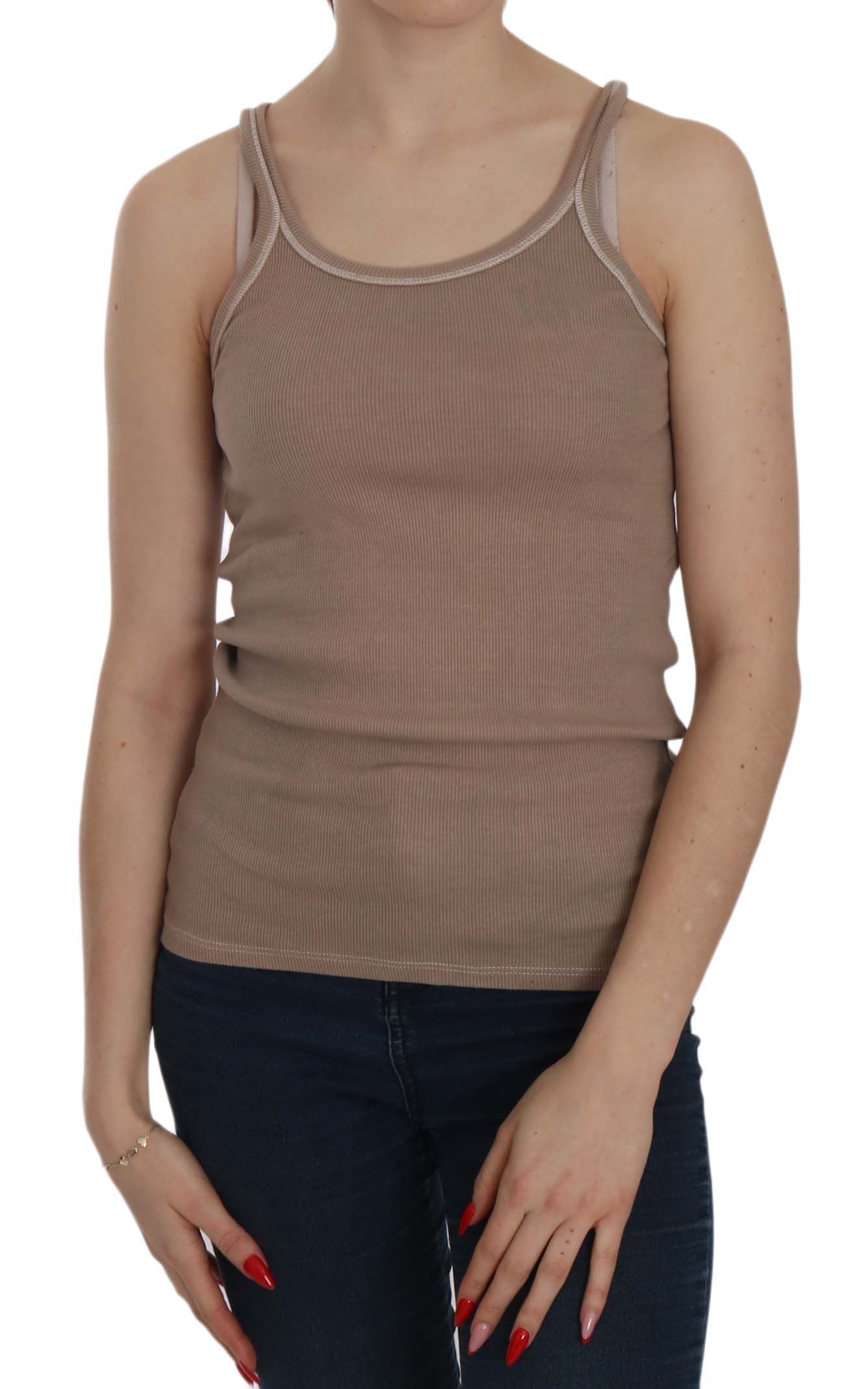 PINK MEMORIES Blouse-gilet marron sans manches avec fines bretelles