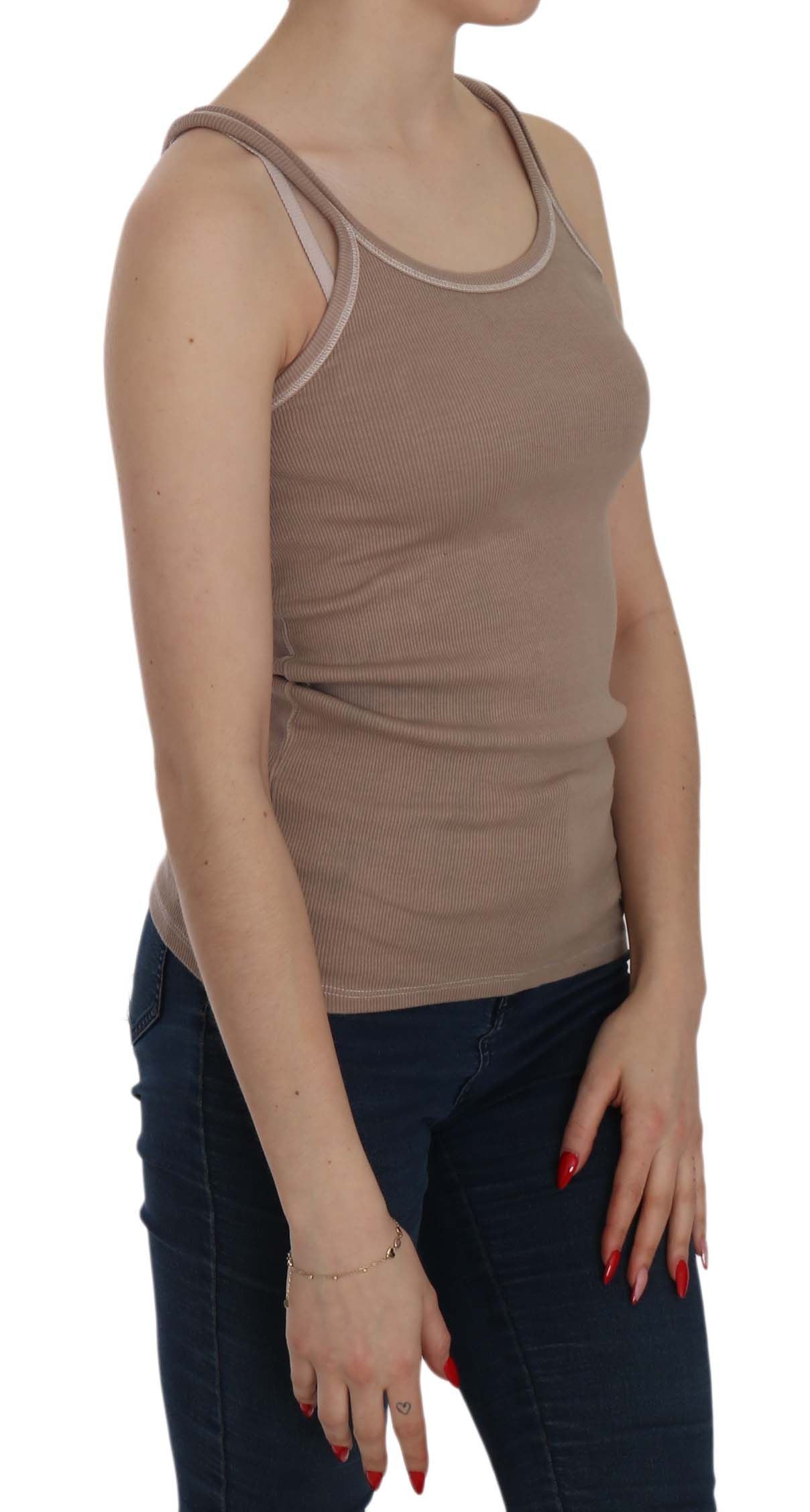 PINK MEMORIES Blouse-gilet marron sans manches avec fines bretelles