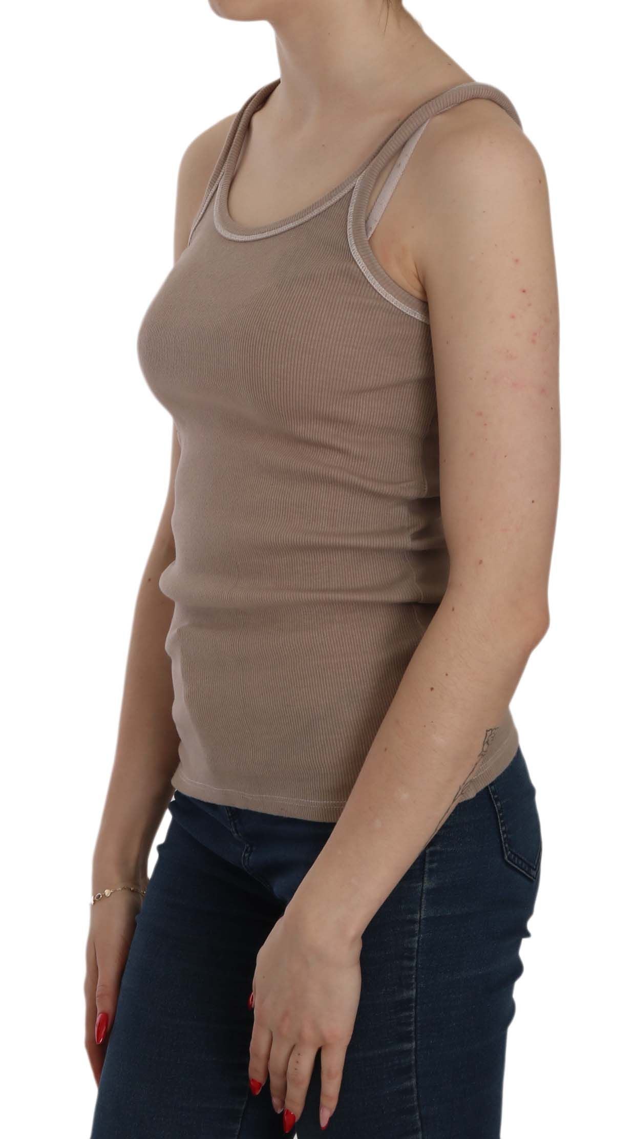 PINK MEMORIES Blouse-gilet marron sans manches avec fines bretelles