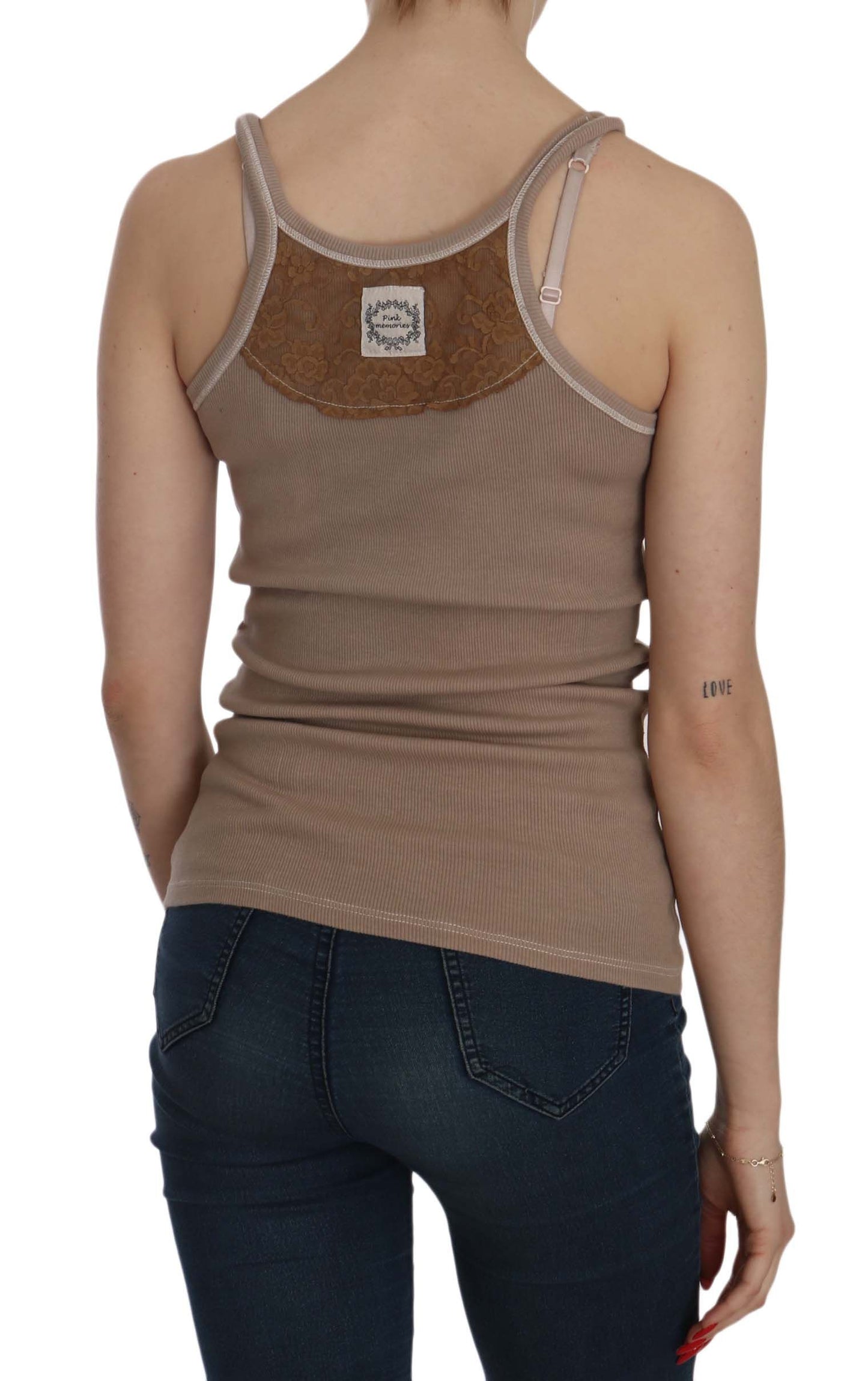PINK MEMORIES Blouse-gilet marron sans manches avec fines bretelles