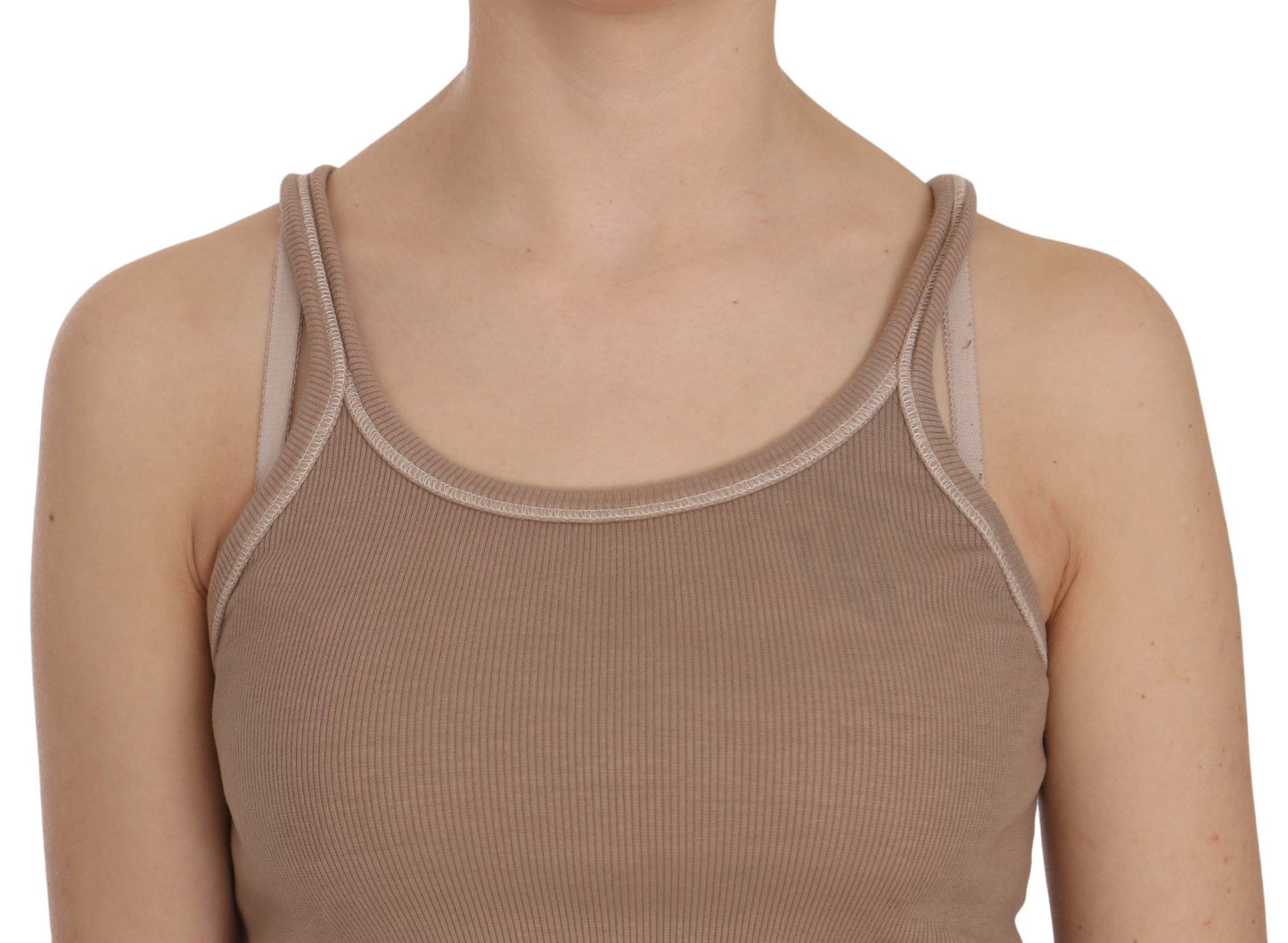 PINK MEMORIES Blouse-gilet marron sans manches avec fines bretelles