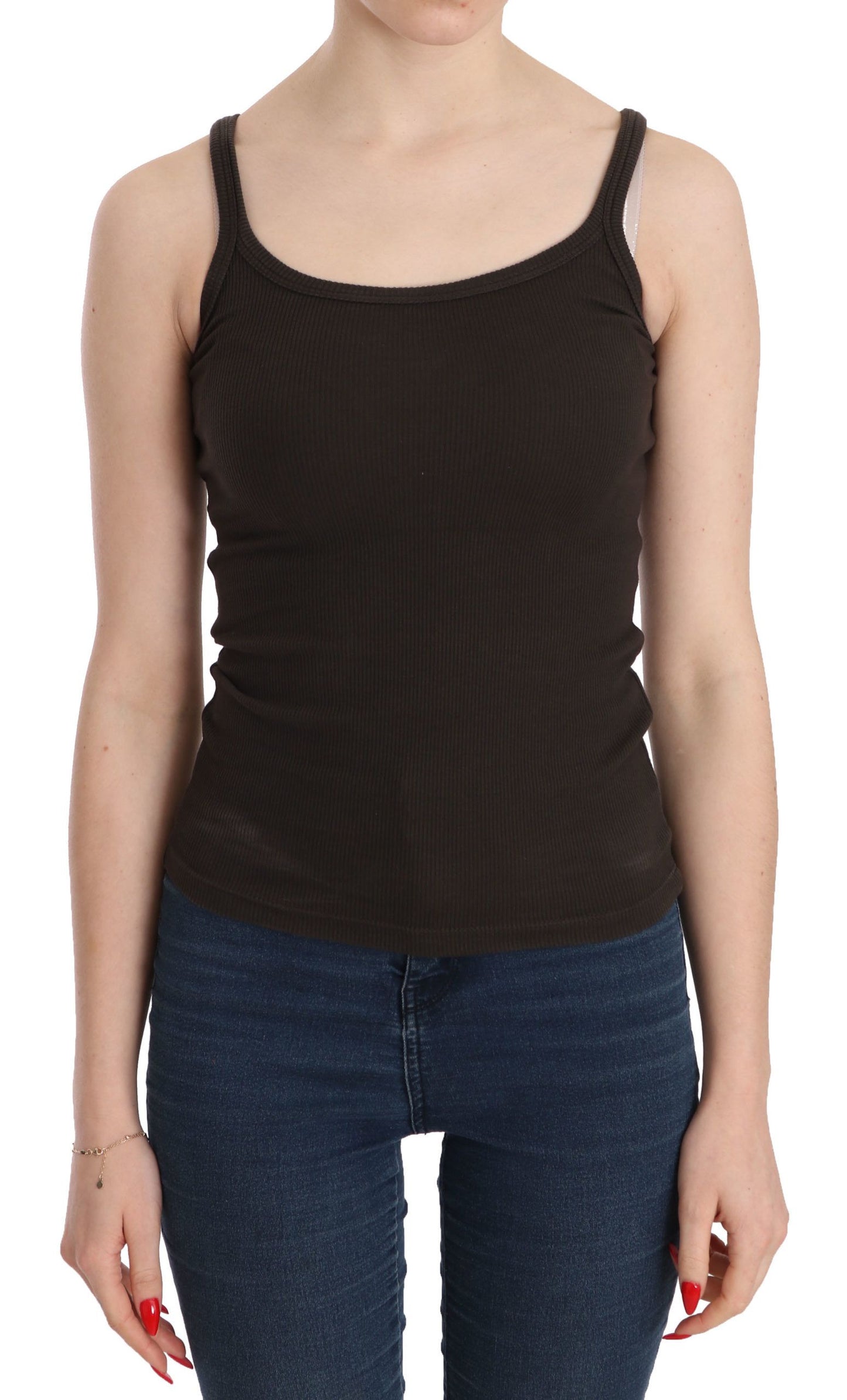 PINK MEMORIES Blouse sans manches à fines bretelles, couleur brun foncé