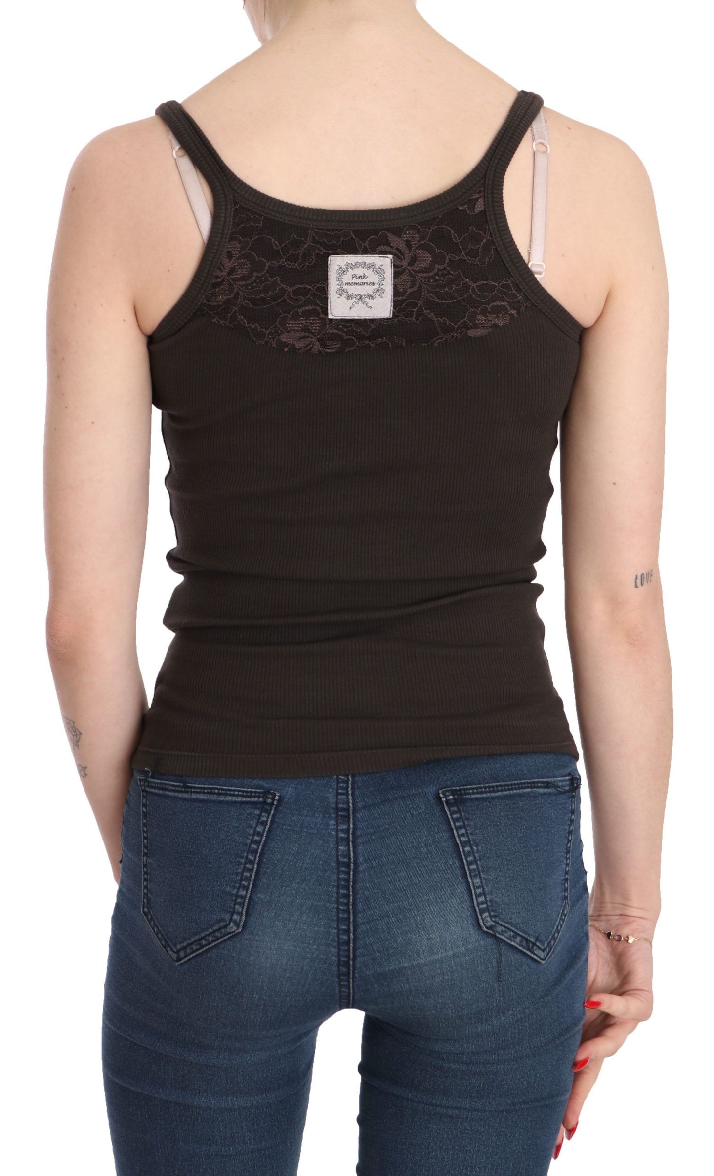 PINK MEMORIES Blouse sans manches à fines bretelles, couleur brun foncé