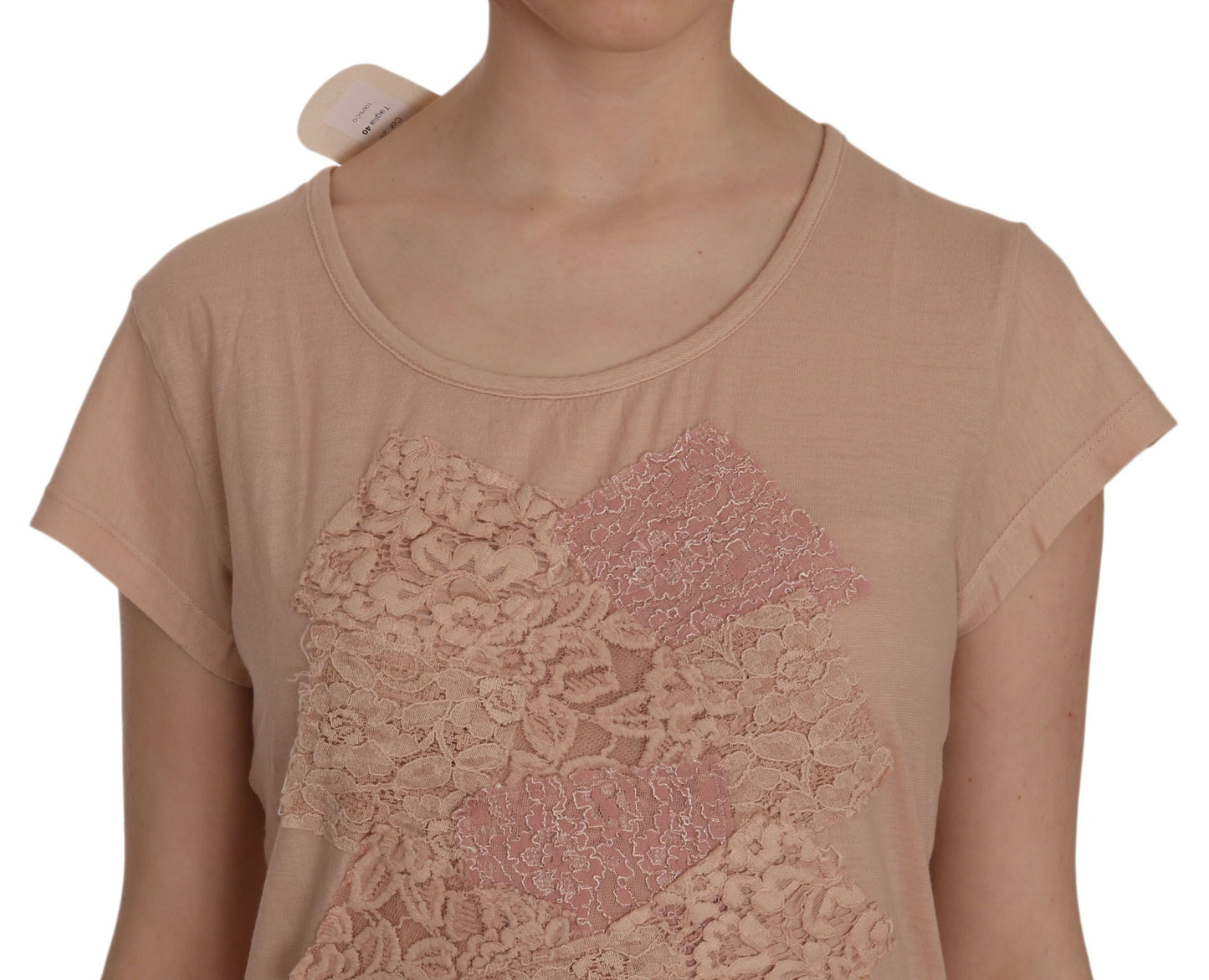 PINK MEMORIES Robe mini trapèze à manches courtes en dentelle rose