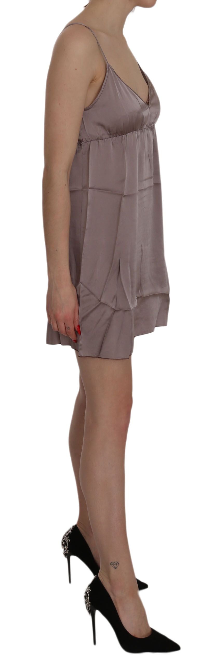 PINK MEMORIES Robe mini en soie violette à bretelles spaghetti et en forme de A