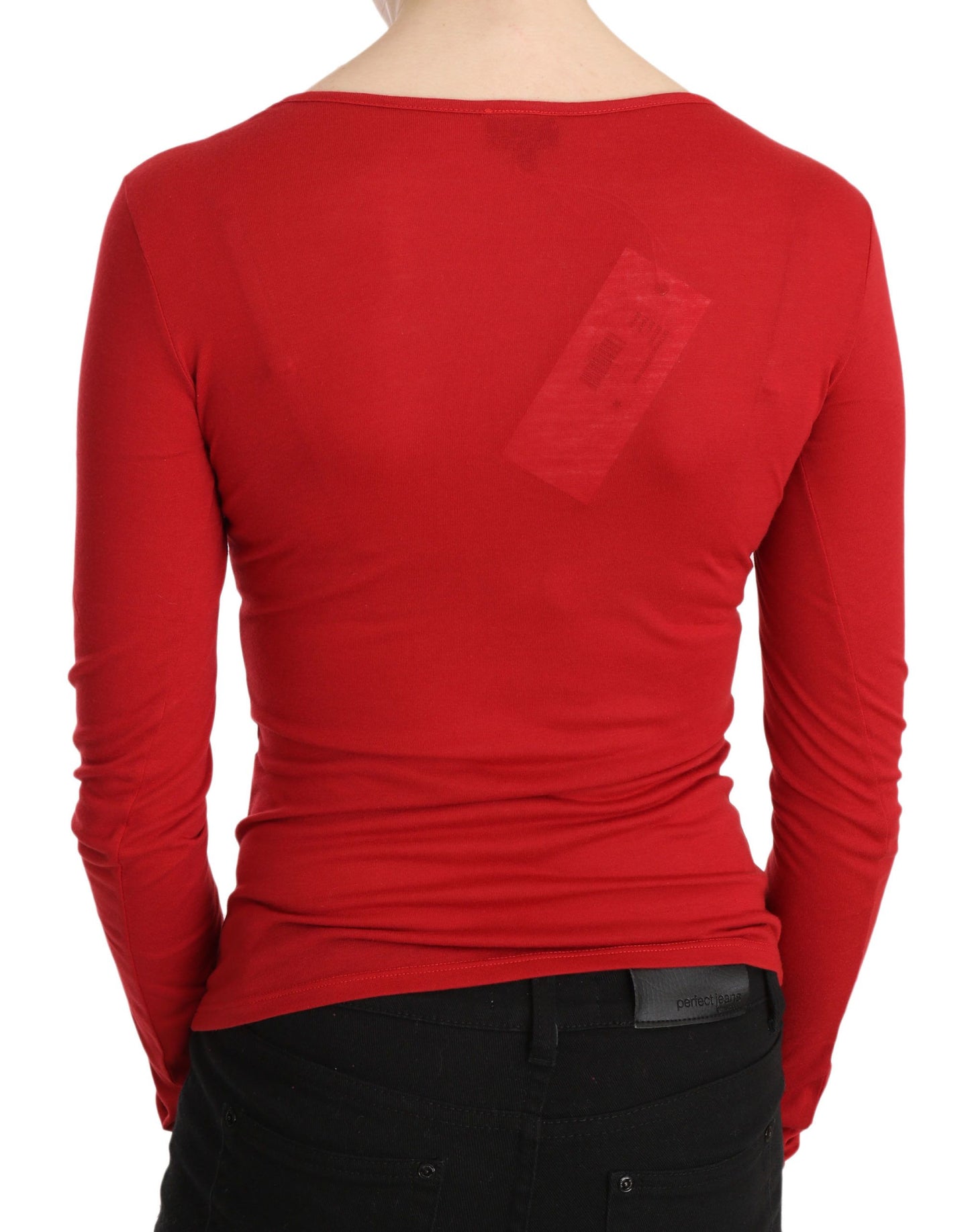 Blouse à manches longues rouge Exte, ornée de cristaux