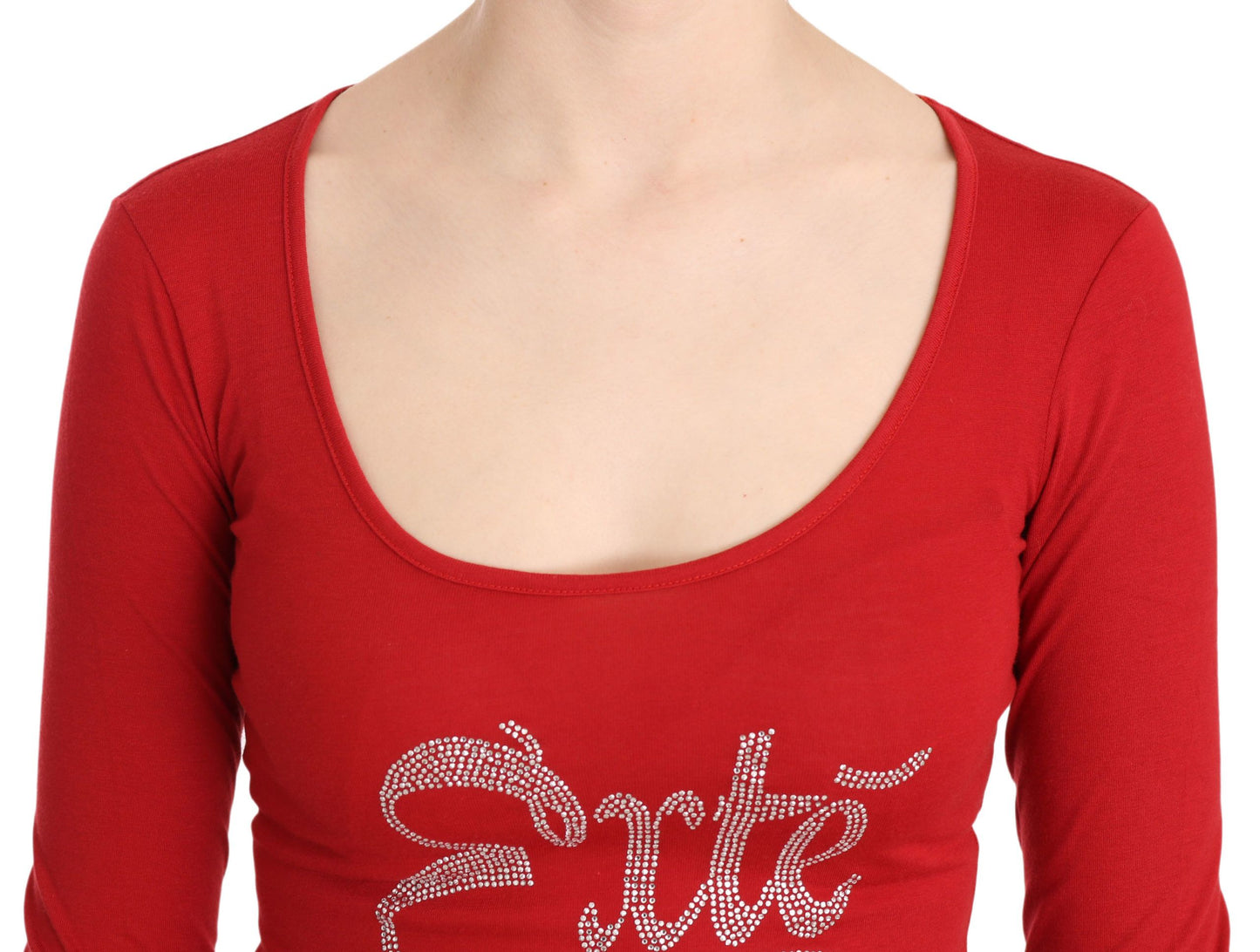 Blouse à manches longues rouge Exte, ornée de cristaux