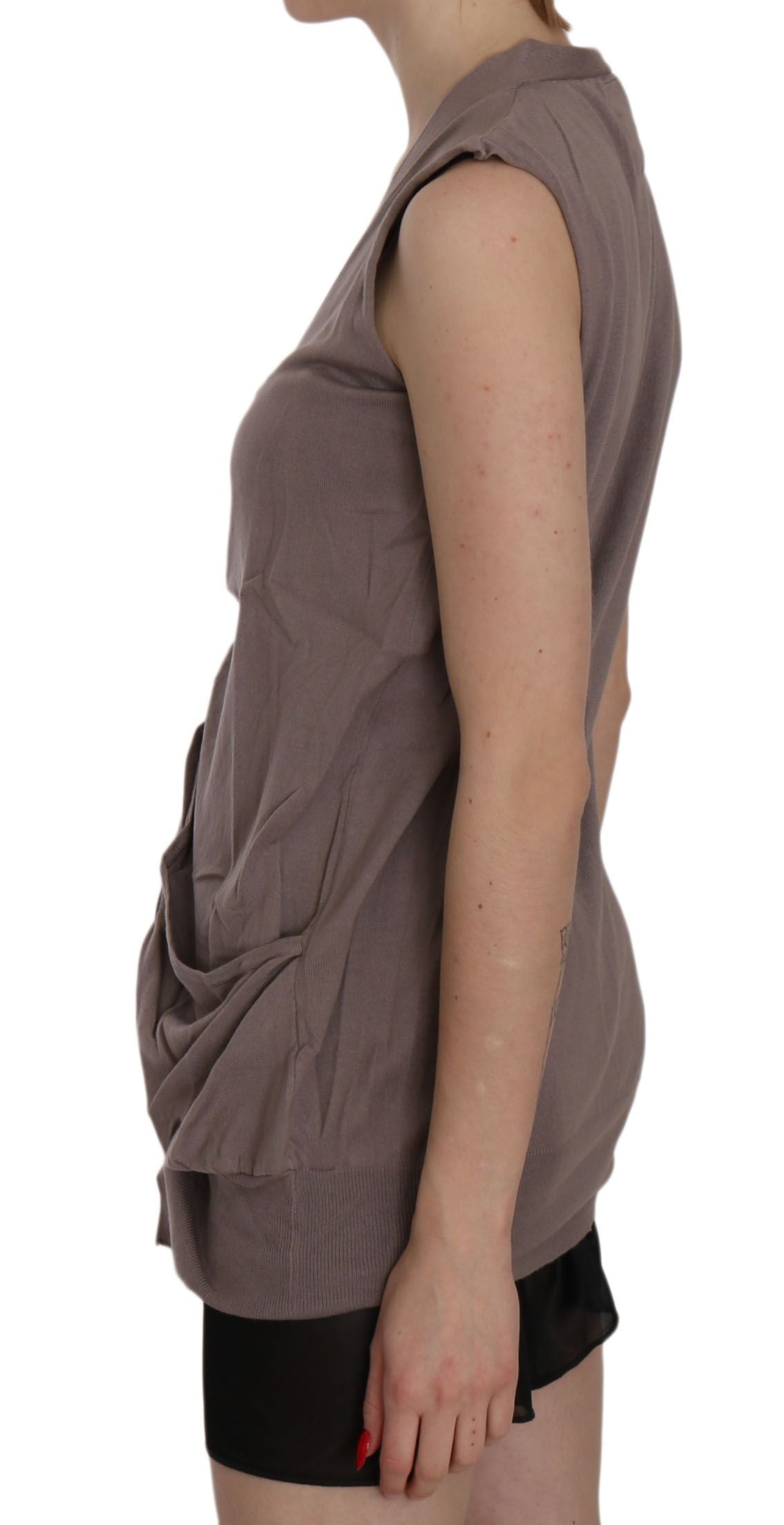 Gilet cardigan sans manches PINK MEMORIES, brun, 100 % coton