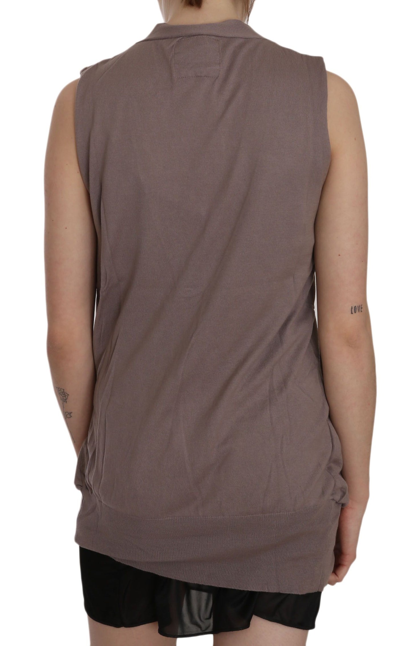 Gilet cardigan sans manches PINK MEMORIES, brun, 100 % coton