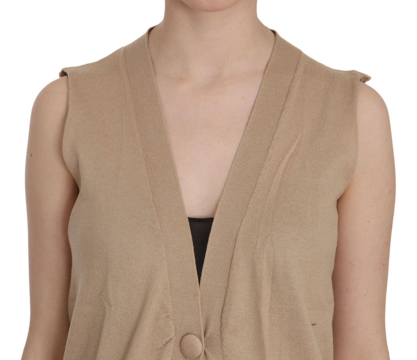 Gilet cardigan sans manches PINK MEMORIES, brun, 100 % coton