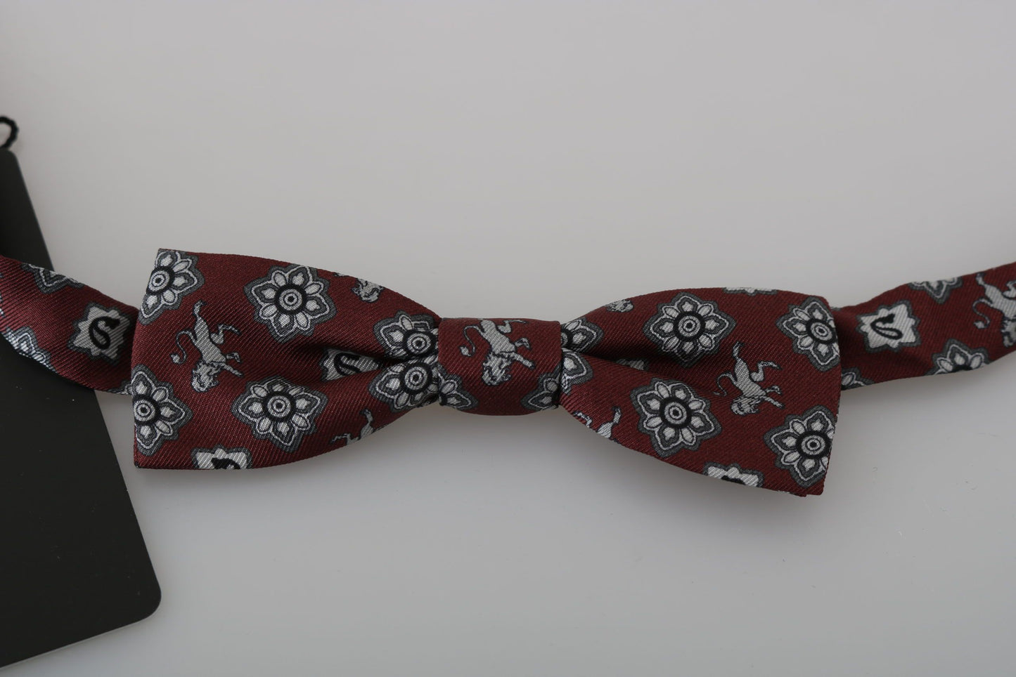 Dolce & Gabbana Homme Bordeaux Maroon Lion Silk Nœud papillon réglable