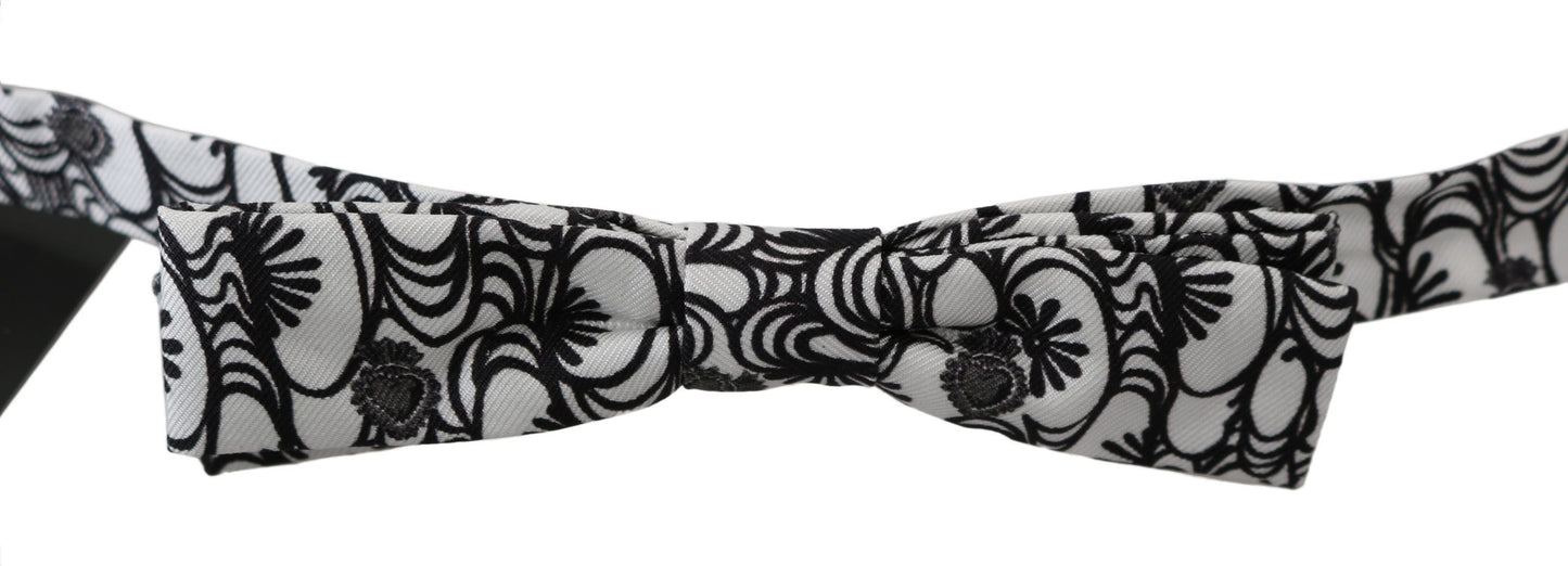 Cravate papillon ajustable en soie à motif blanc Dolce & Gabbana