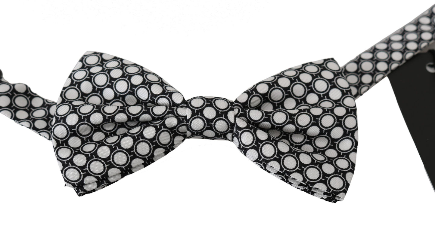 Nœud papillon ajustable Dolce & Gabbana pour homme, cercles noirs et blancs