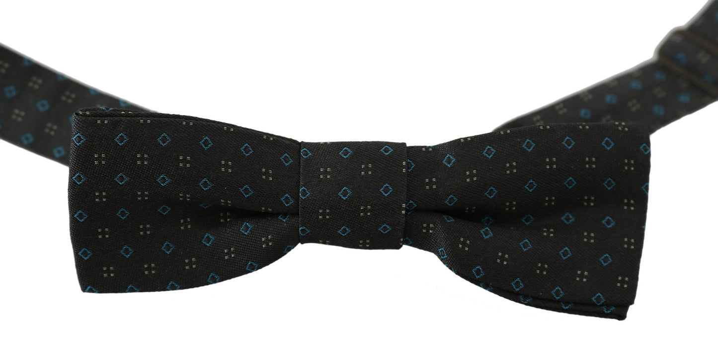 Nœud papillon ajustable en soie à motif gris Dolce & Gabbana pour homme