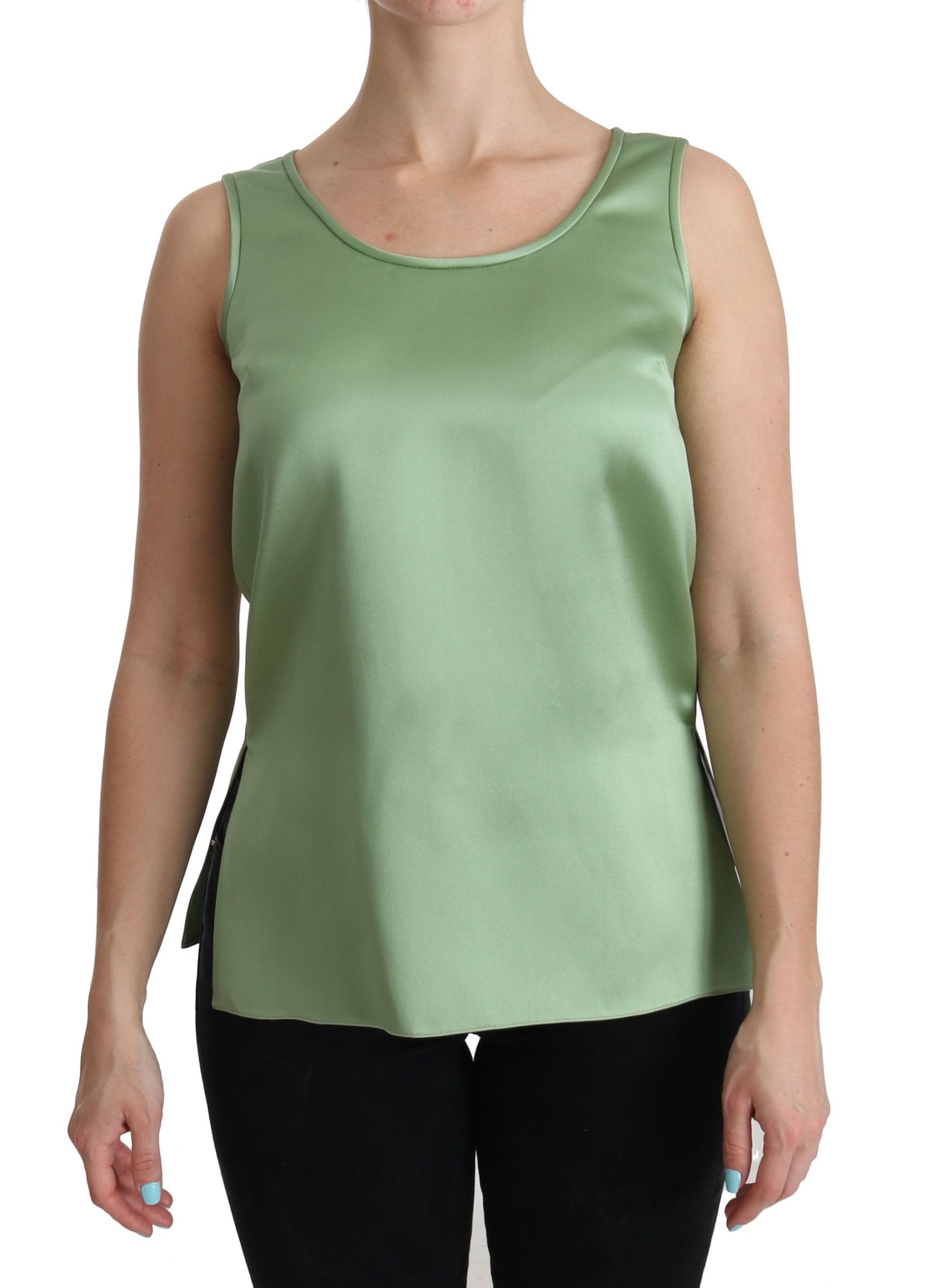 Haut, débardeur, blouse sans manches vert en soie 100% de Dolce & Gabbana