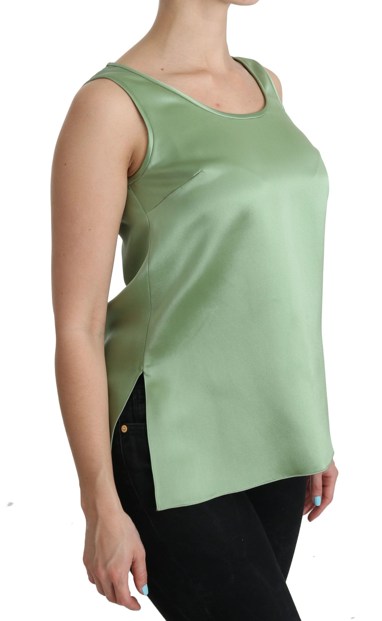 Haut, débardeur, blouse sans manches vert en soie 100% de Dolce & Gabbana