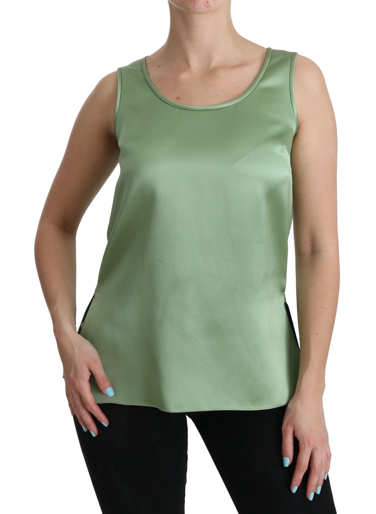 Haut, débardeur, blouse sans manches vert en soie 100% de Dolce & Gabbana