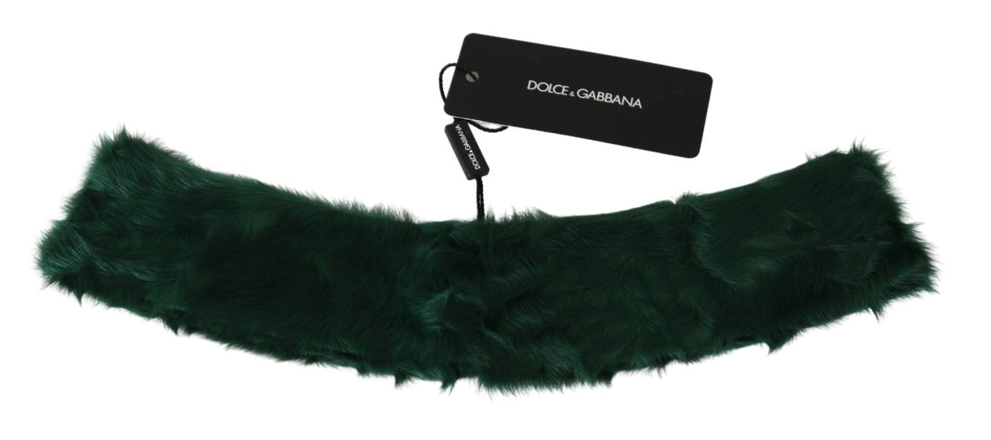 Dolce & Gabbana Groene Bontkraag Wikkel Lamsvel Sjaal