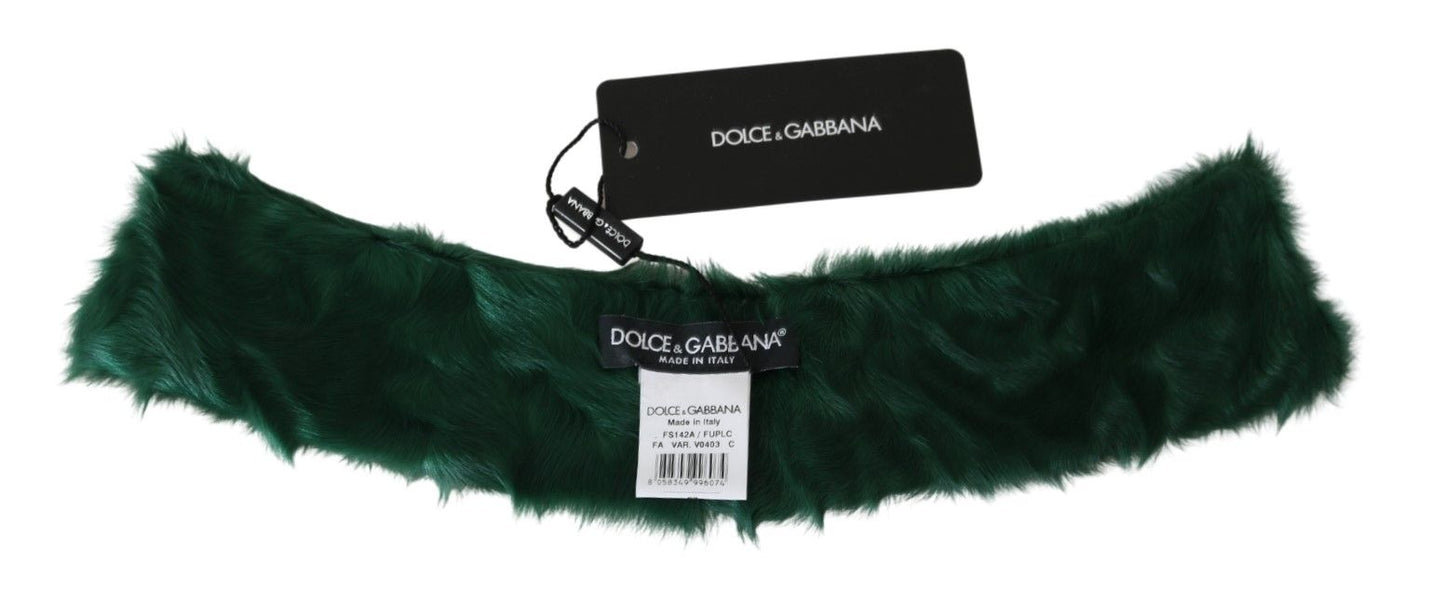 Dolce & Gabbana Groene Bontkraag Wikkel Lamsvel Sjaal