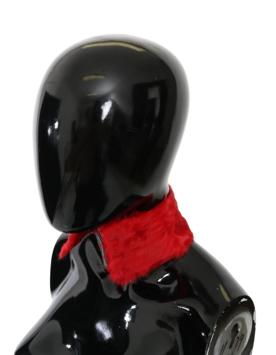 Écharpe en cuir d'agneau à col en fourrure rouge Dolce & Gabbana