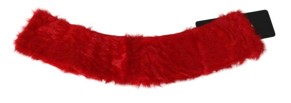 Écharpe en cuir d'agneau à col en fourrure rouge Dolce & Gabbana