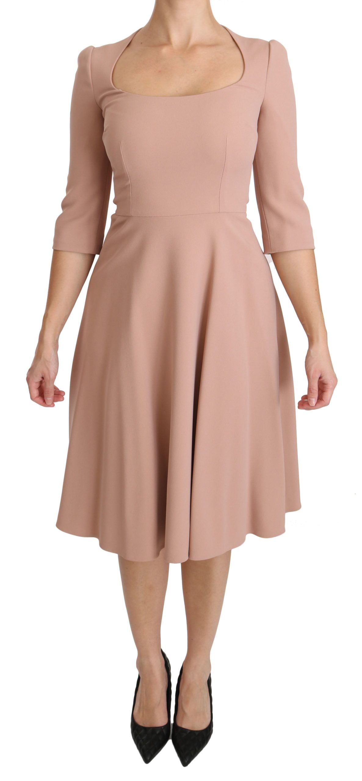 Robe en viscose rose à manches 3/4 et ligne A de Dolce & Gabbana