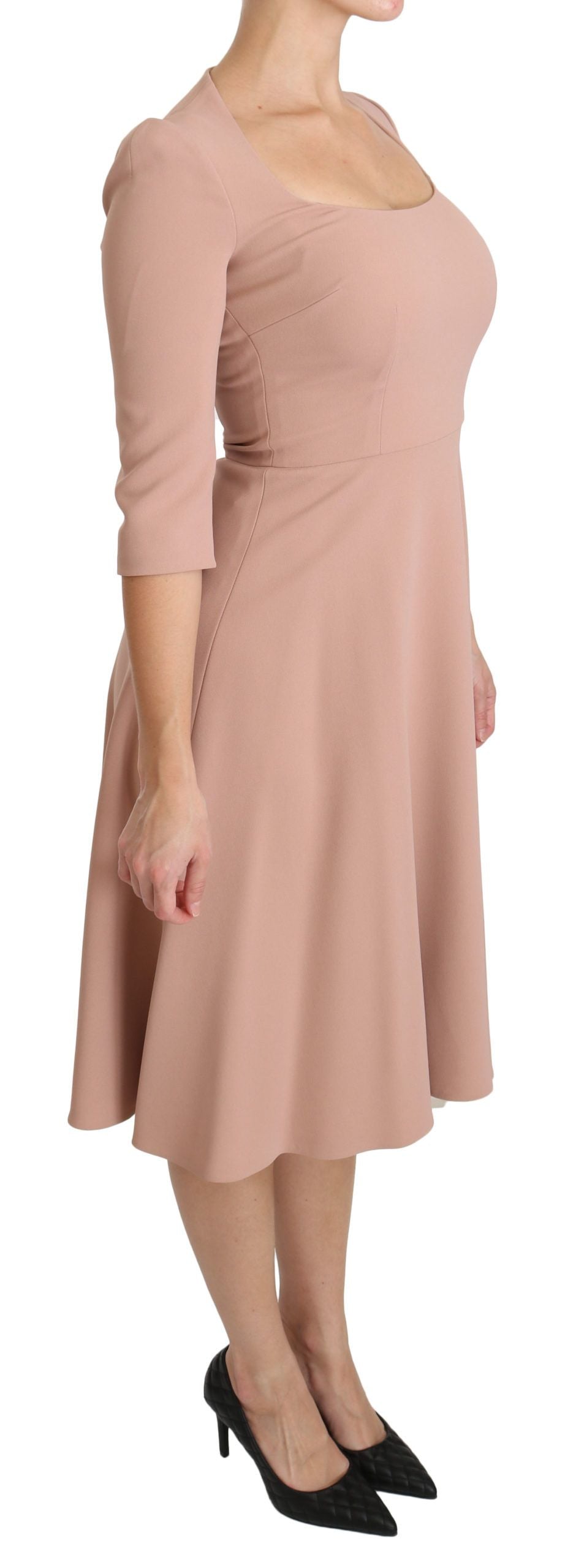 Robe en viscose rose à manches 3/4 et ligne A de Dolce & Gabbana