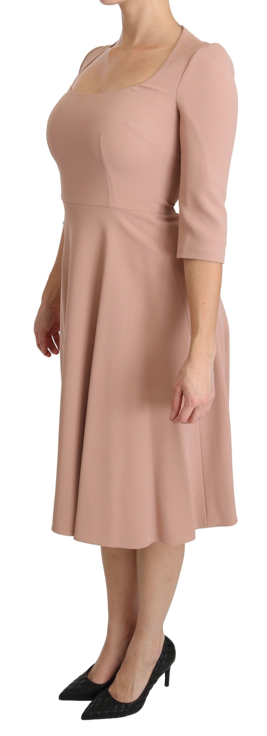 Robe en viscose rose à manches 3/4 et ligne A de Dolce & Gabbana