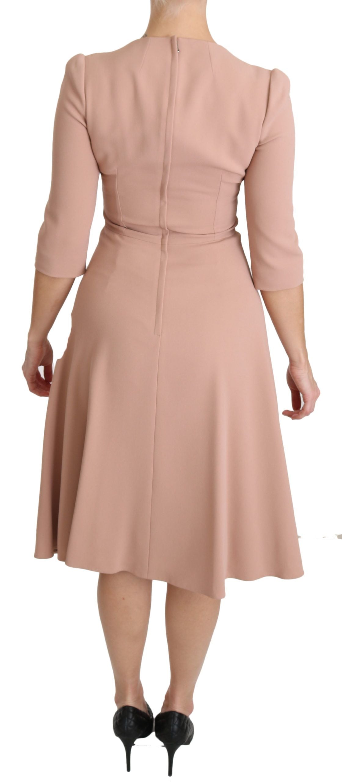 Robe en viscose rose à manches 3/4 et ligne A de Dolce & Gabbana