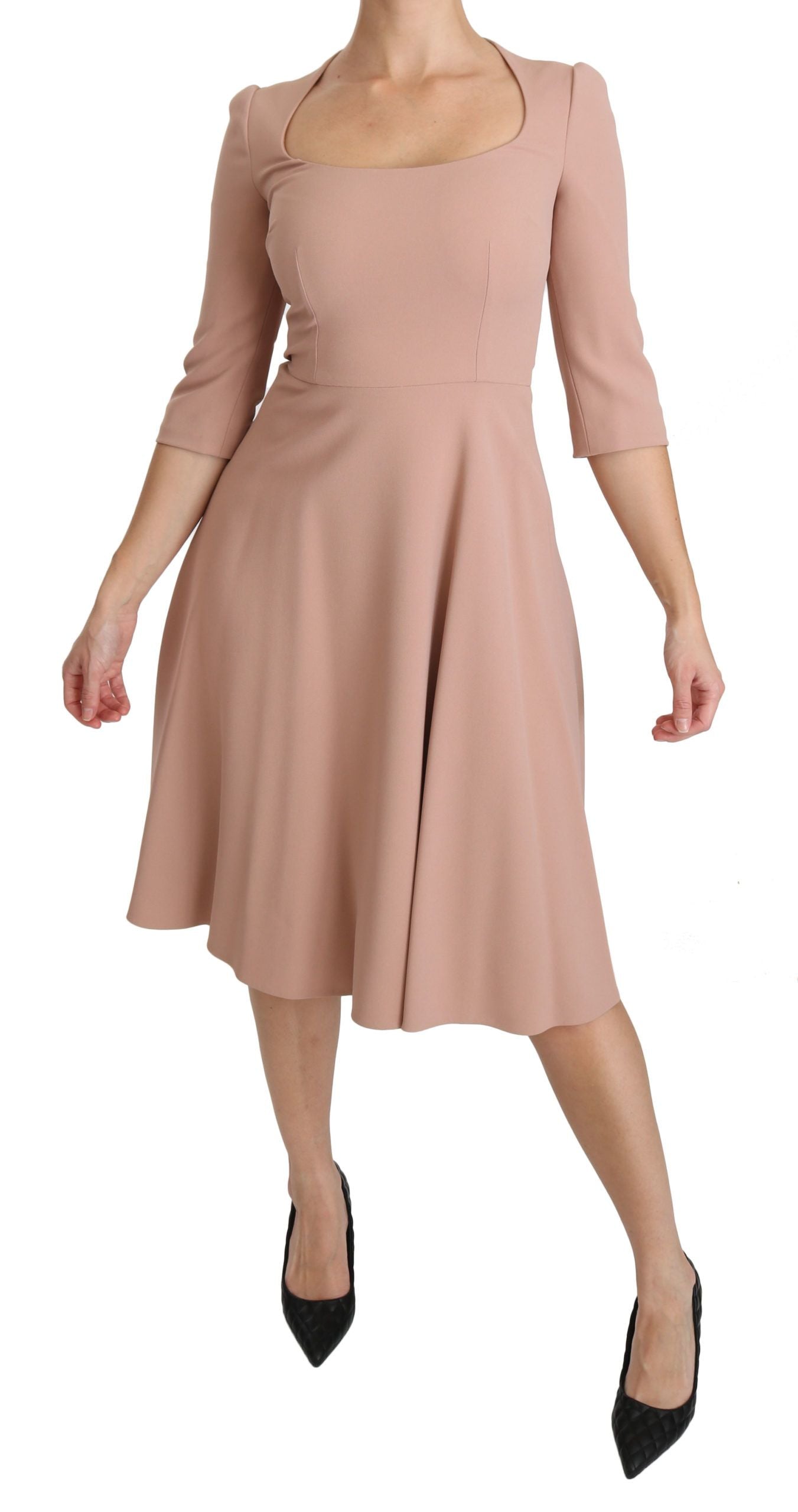 Robe en viscose rose à manches 3/4 et ligne A de Dolce & Gabbana