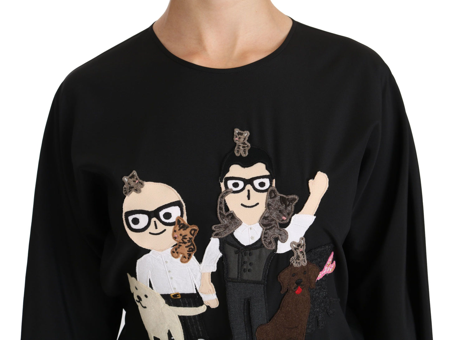 Dolce & Gabbana Haut T-shirt en soie noir #dgfamily