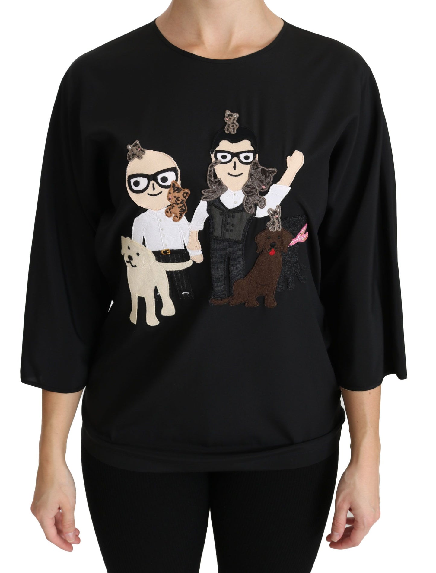 Dolce & Gabbana Haut T-shirt en soie noir #dgfamily