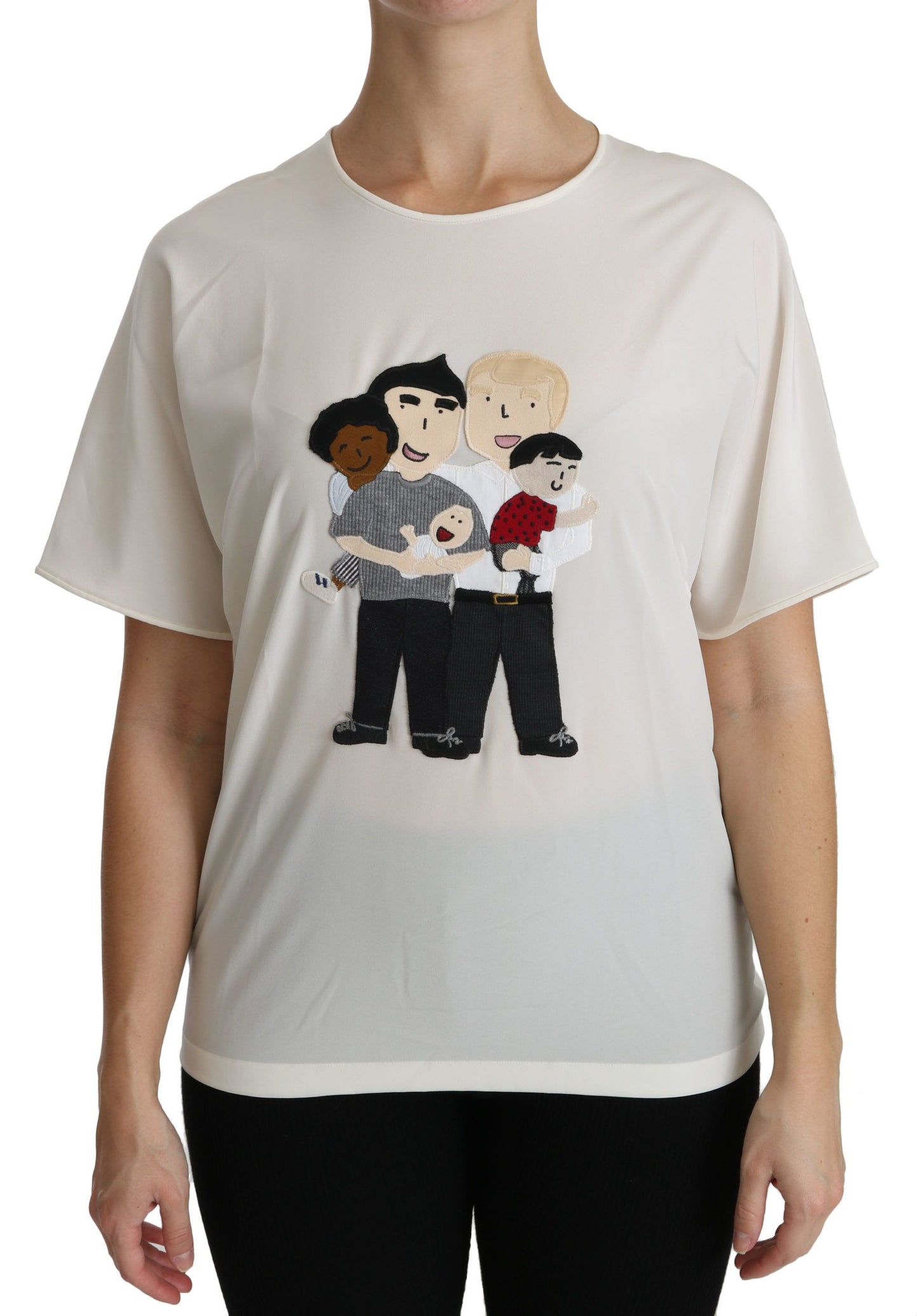 Blouse blanche à manches courtes Dolce & Gabbana avec patch #dgfamily