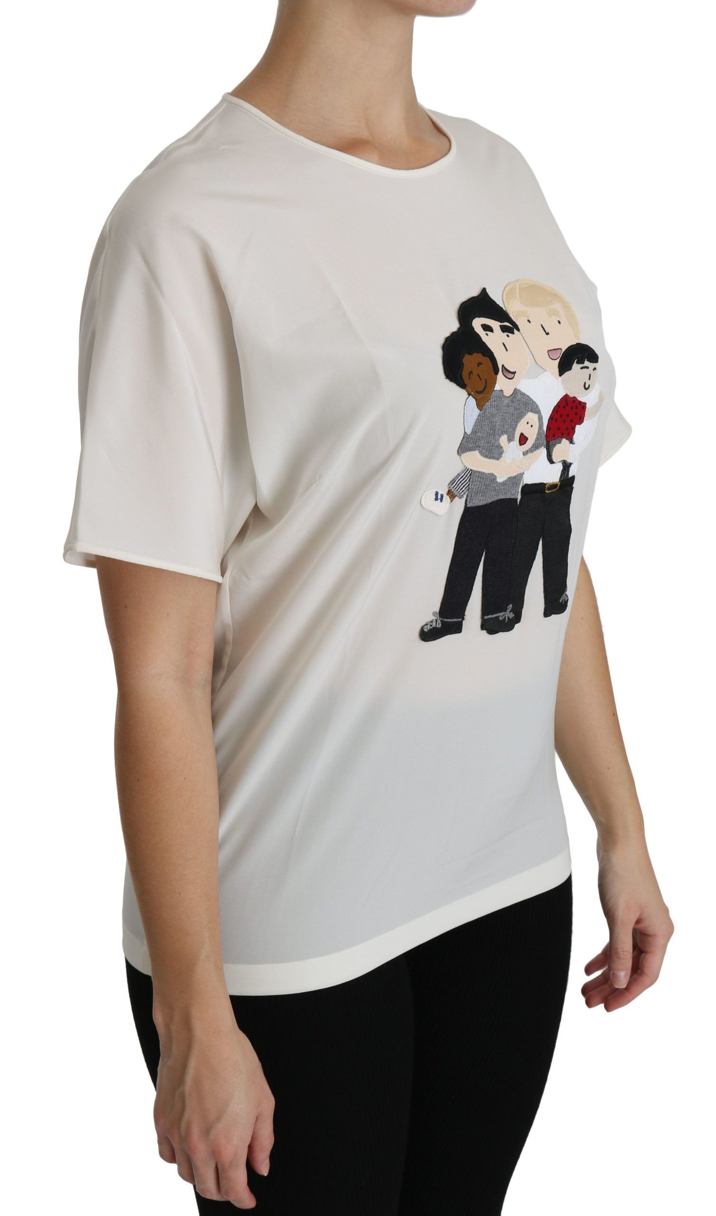Blouse blanche à manches courtes Dolce & Gabbana avec patch #dgfamily