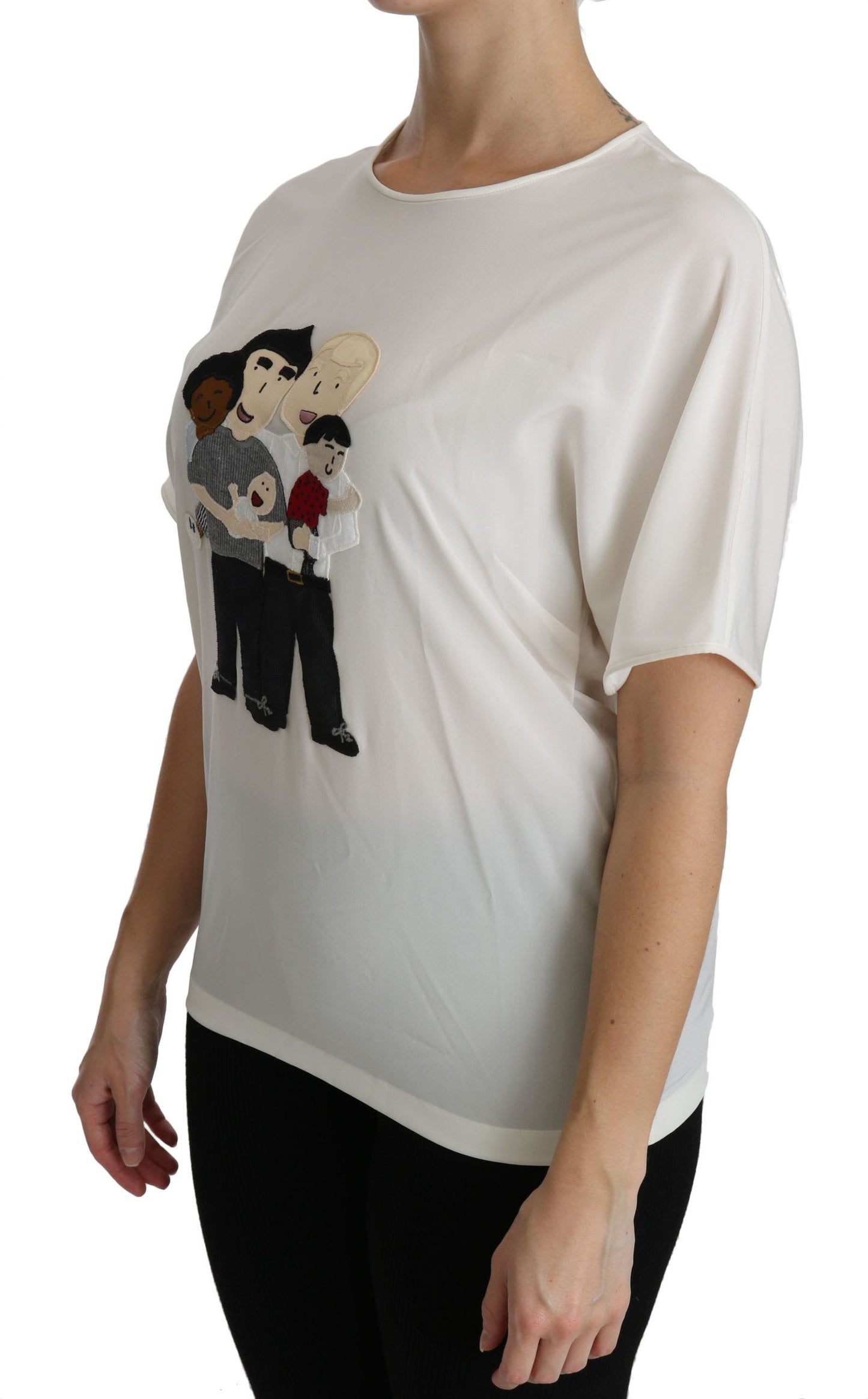 Blouse blanche à manches courtes Dolce & Gabbana avec patch #dgfamily