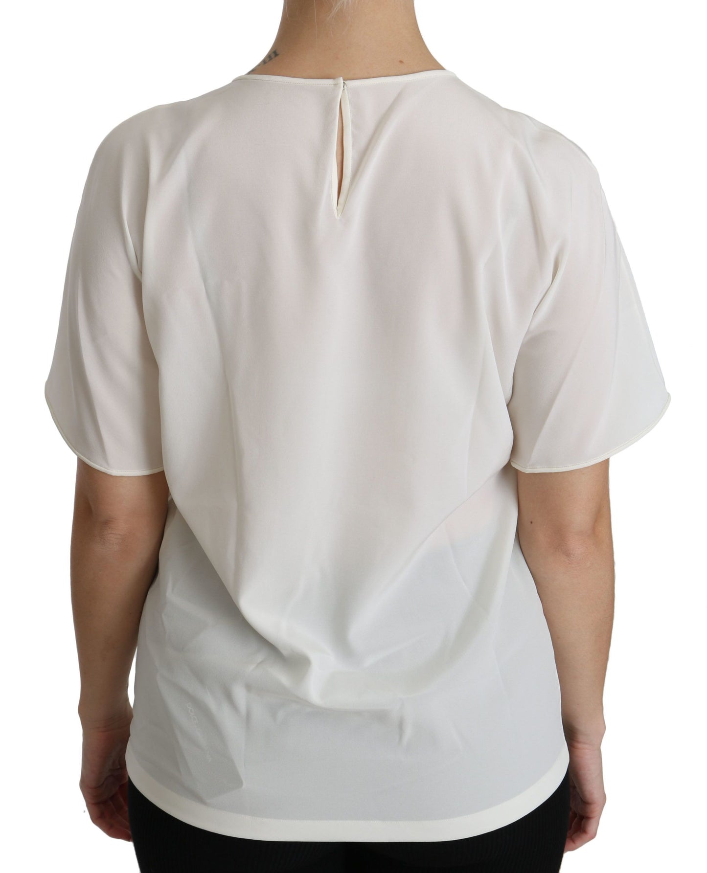 Blouse blanche à manches courtes Dolce & Gabbana avec patch #dgfamily