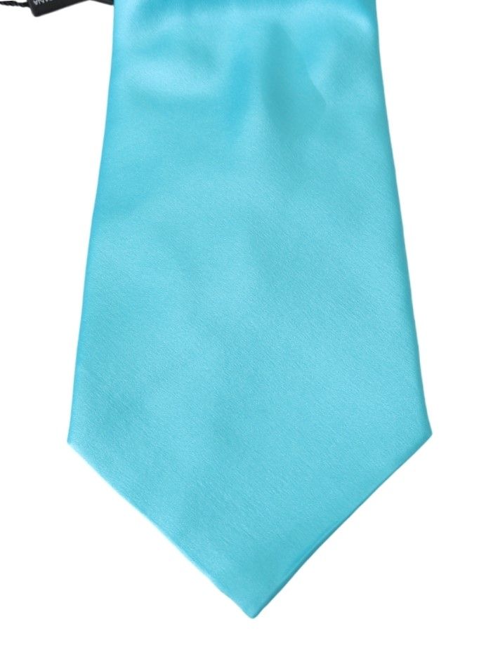 Dolce & Gabbana lichtblauwe brede stropdasaccessoire voor heren, 100% zijden stropdas