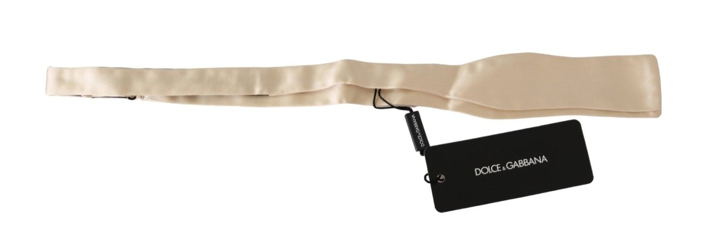 Dolce & Gabbana Beige Slim Skinny Heren Stropdas 100% Zijden Strik